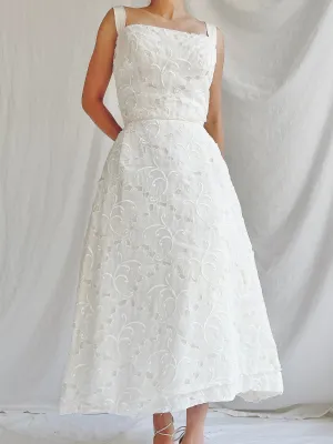 1950s I. Magnin Embroidered Silk Organza Dress - XS