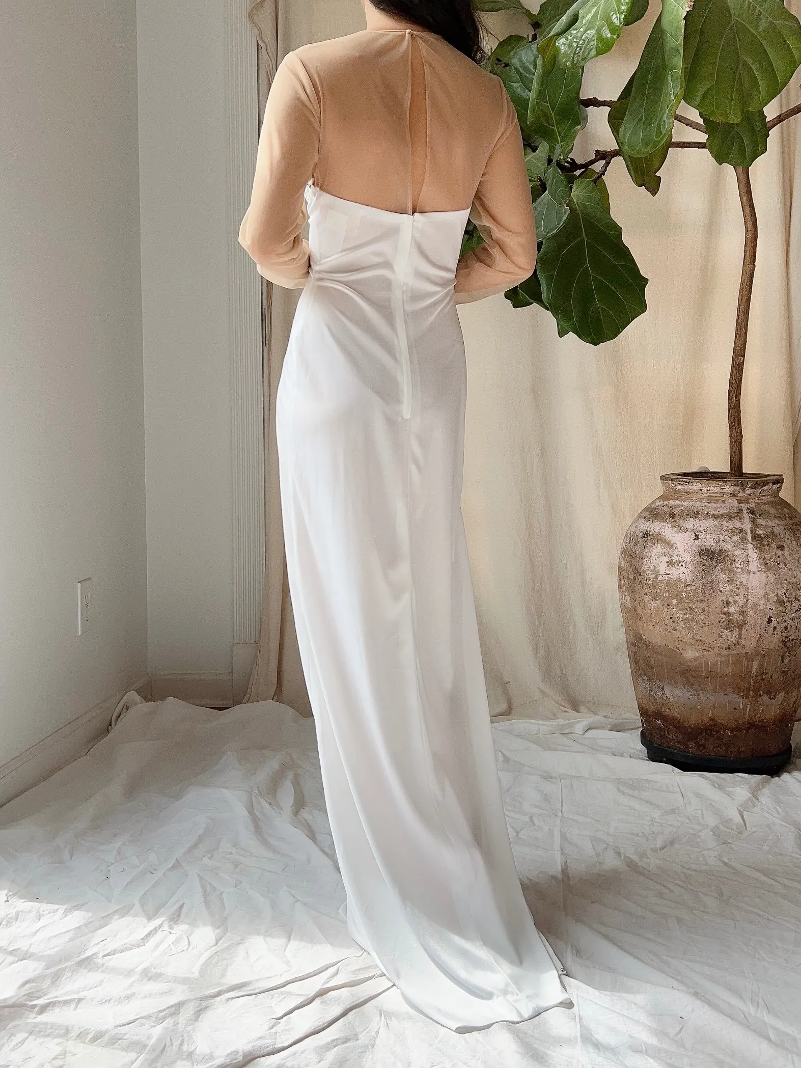 1970s Illusion Jersey Dress - M