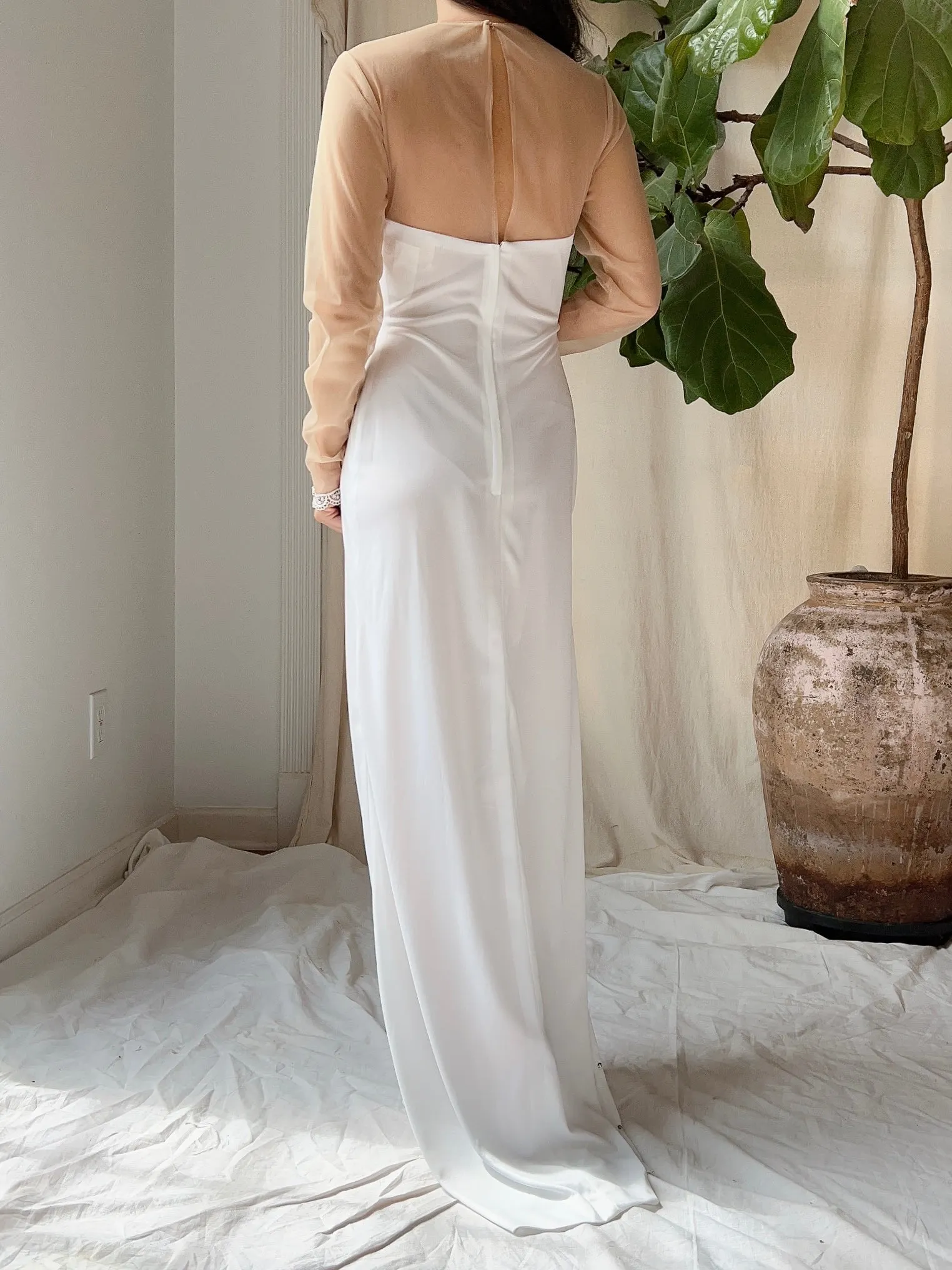 1970s Illusion Jersey Dress - M
