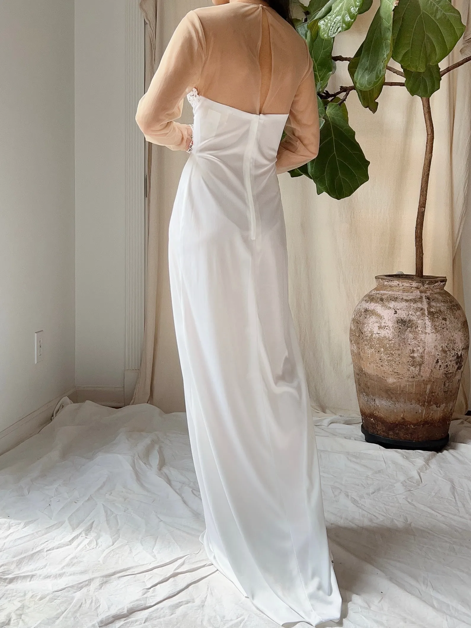 1970s Illusion Jersey Dress - M