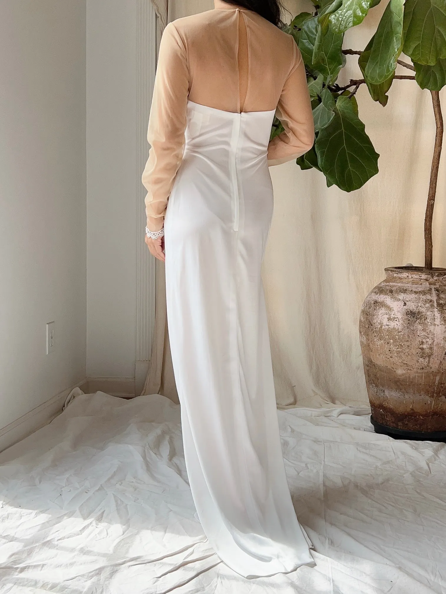 1970s Illusion Jersey Dress - M