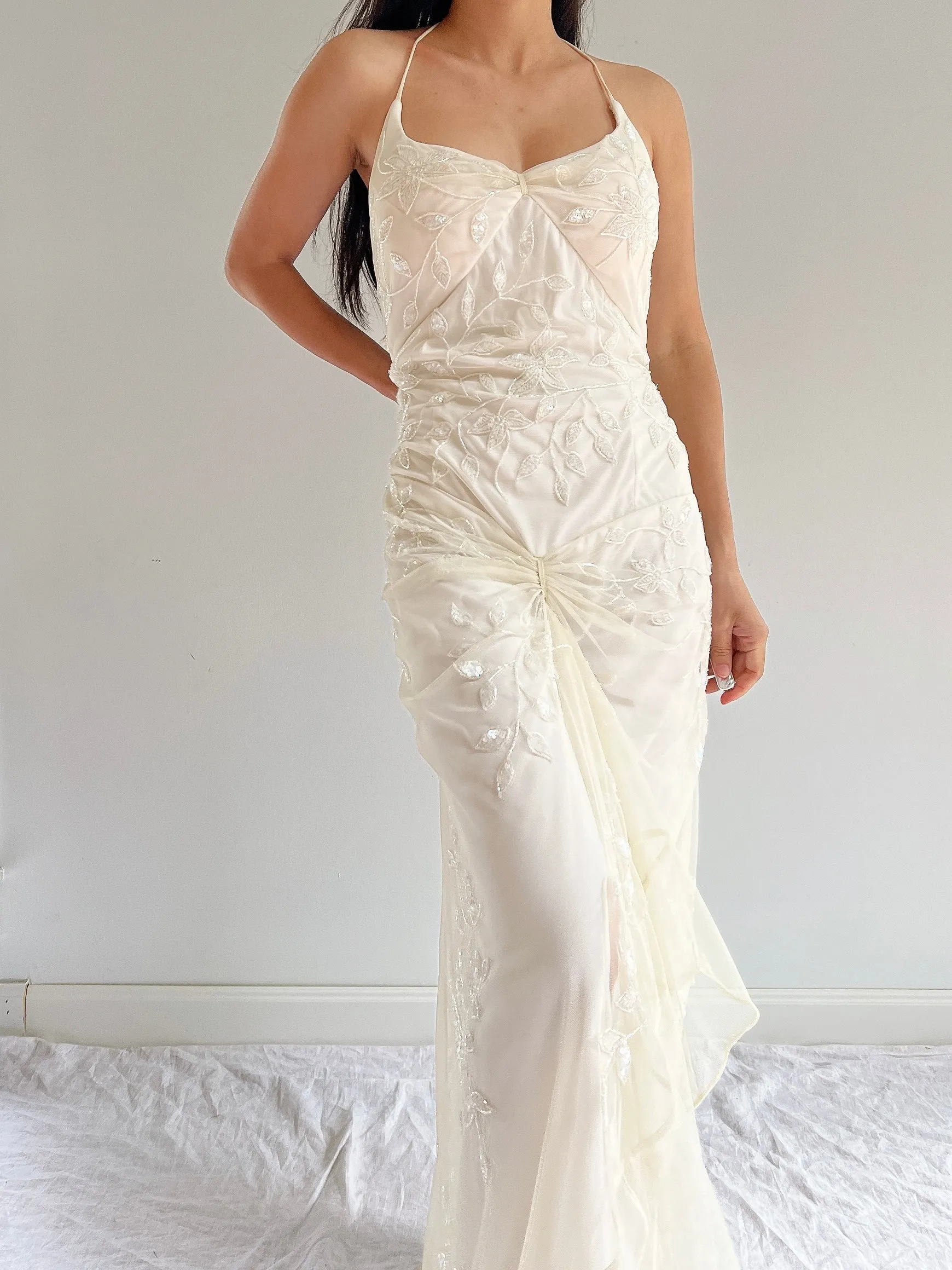 1980s Beaded Halter Dress - S/M