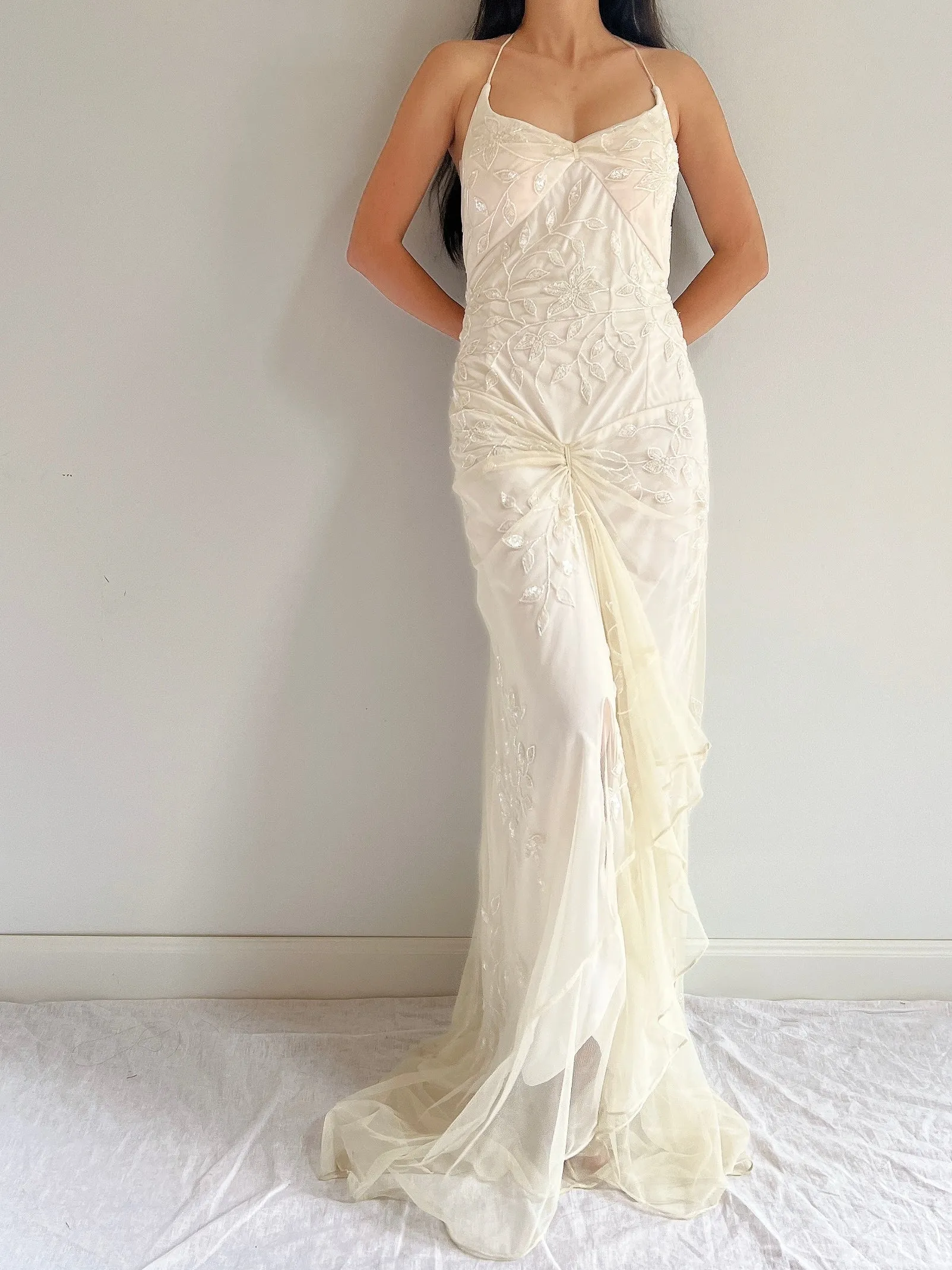 1980s Beaded Halter Dress - S/M