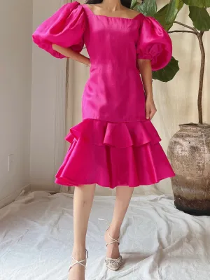 1980s Silk Organza Oscar De La Renta Dress - M/8