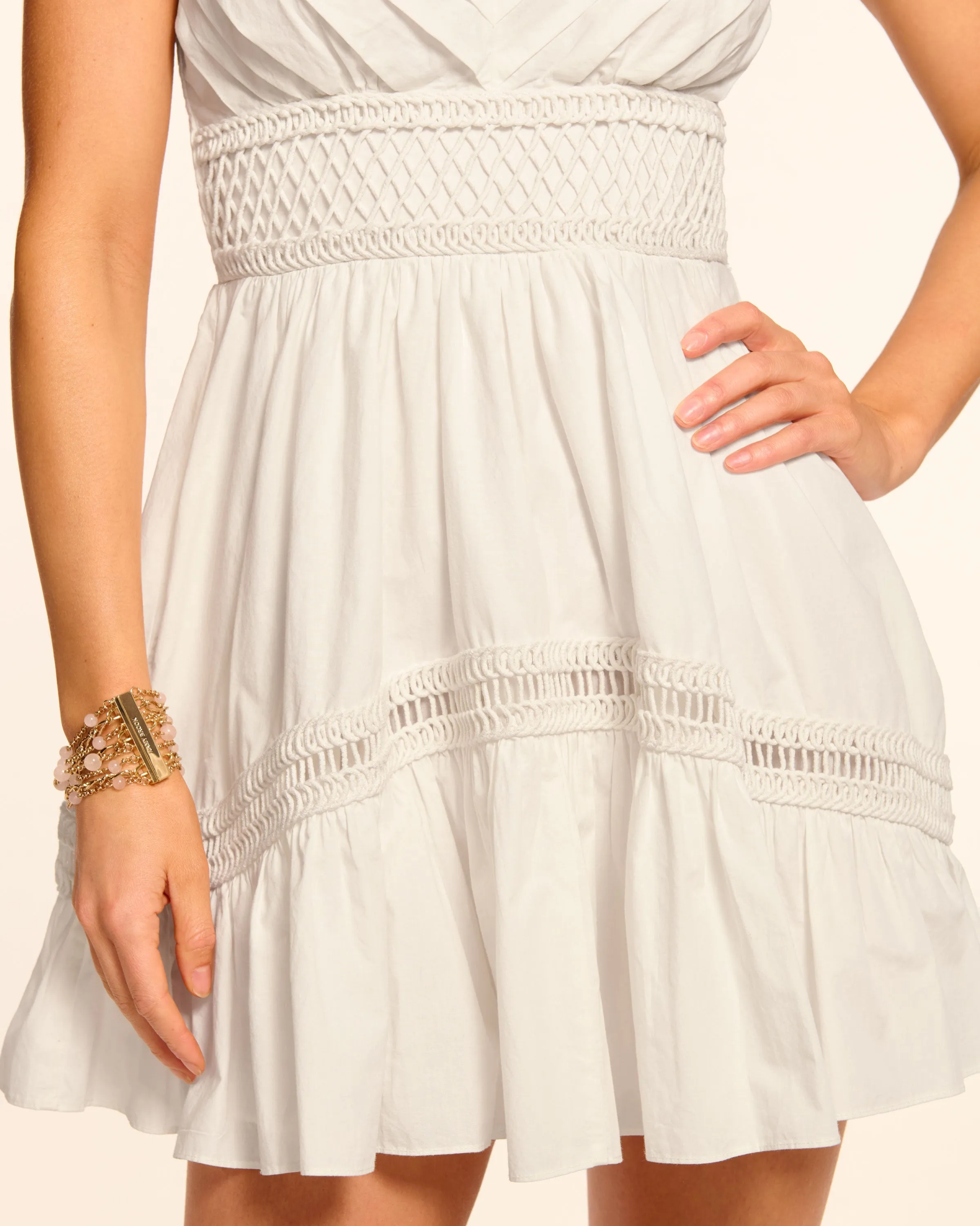 Amara Cotton Poplin Embellished Mini Dress