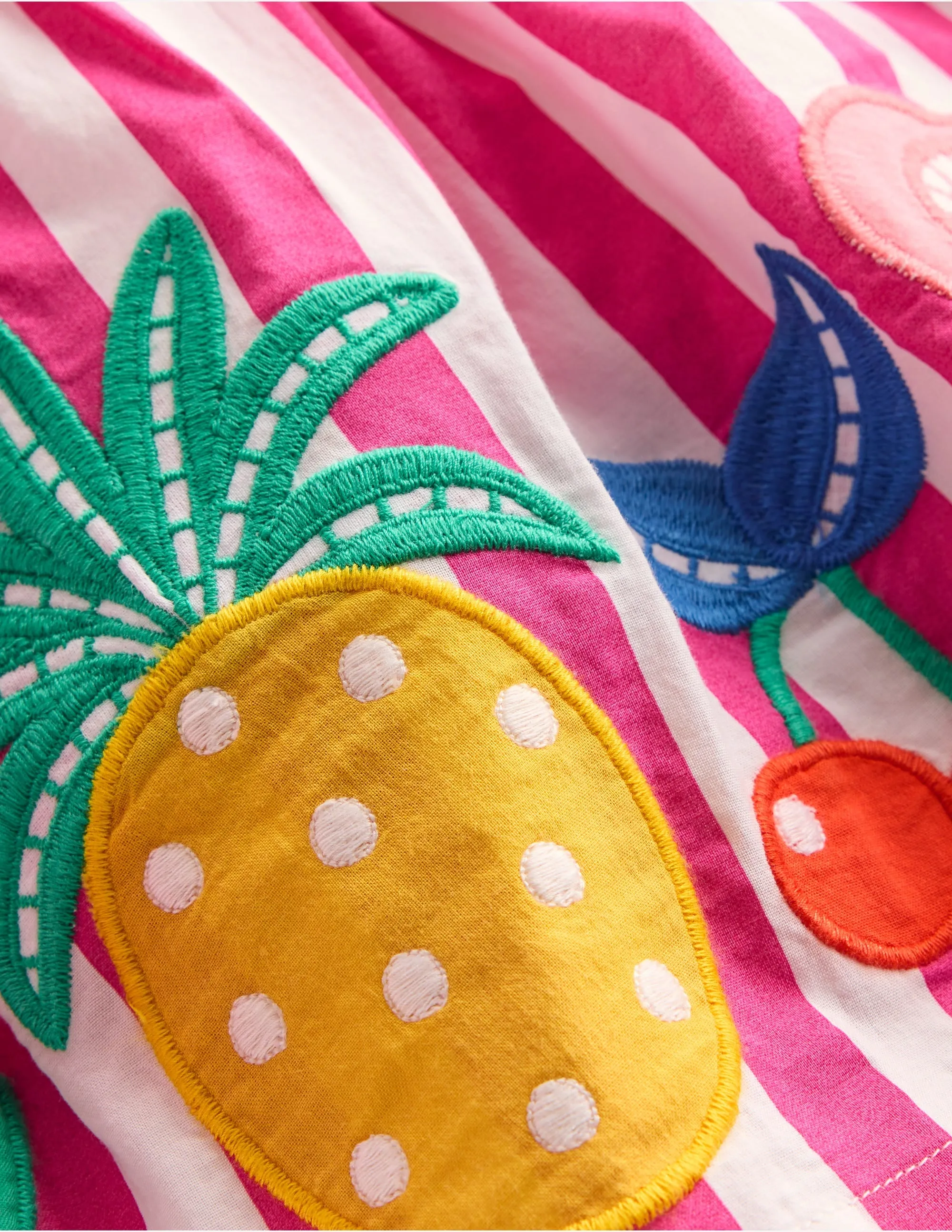 Appliqué Skirt-Fruit Pink Stripe