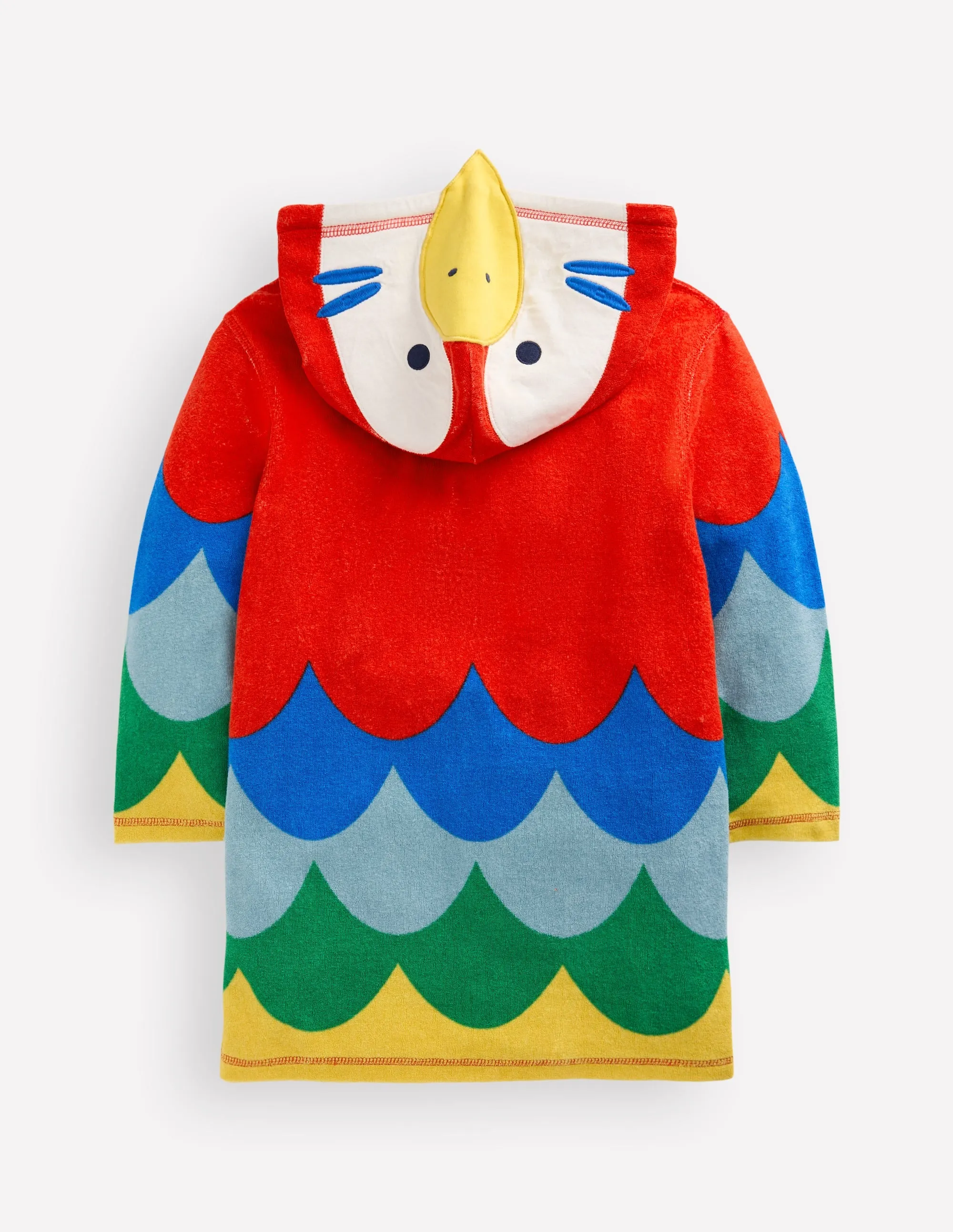 Appliqué Towelling Throw-on-Multi Rainbow Parrot