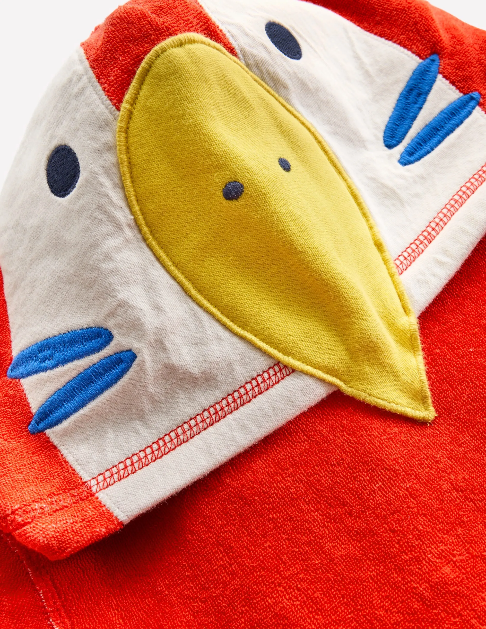 Appliqué Towelling Throw-on-Multi Rainbow Parrot