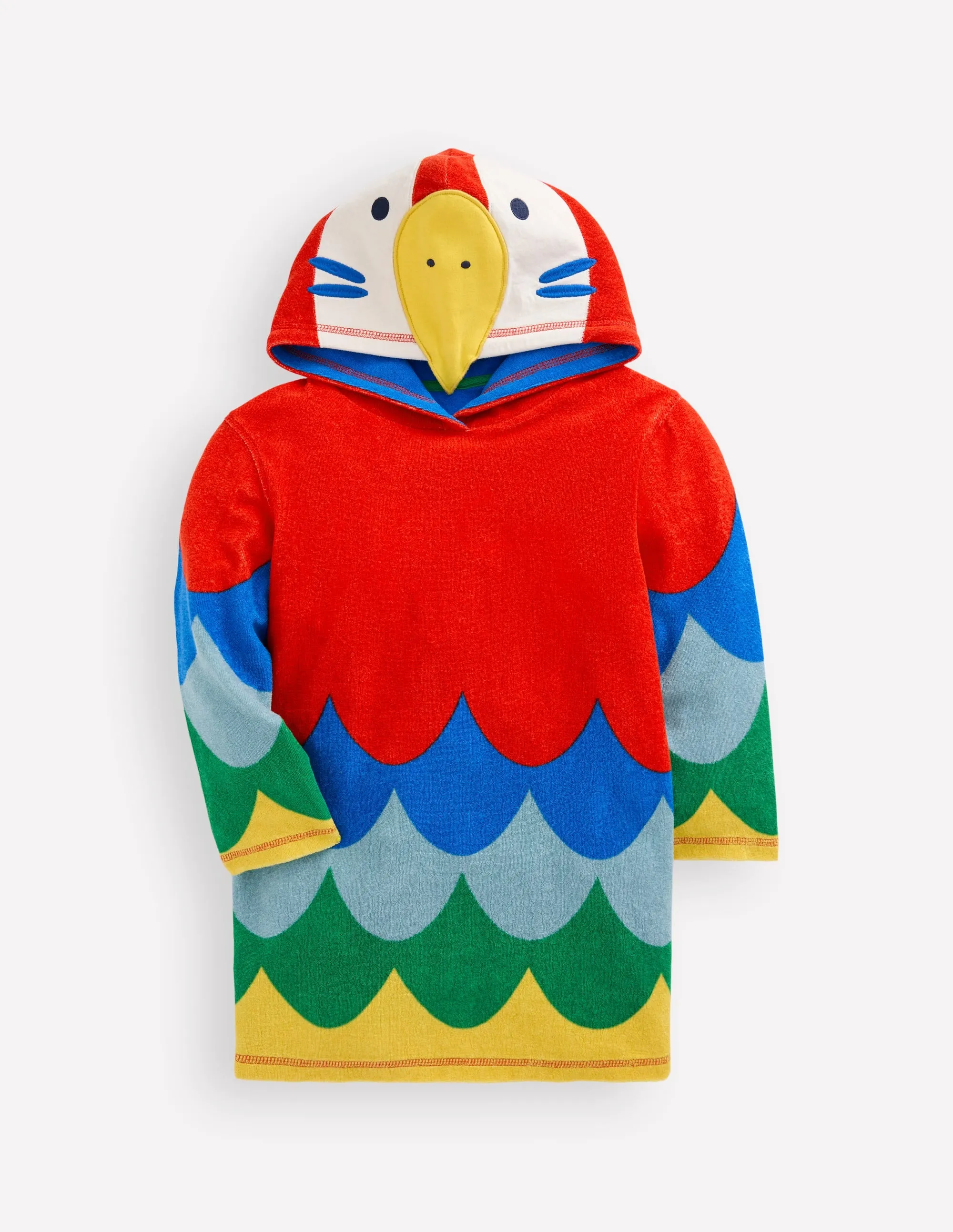 Appliqué Towelling Throw-on-Multi Rainbow Parrot