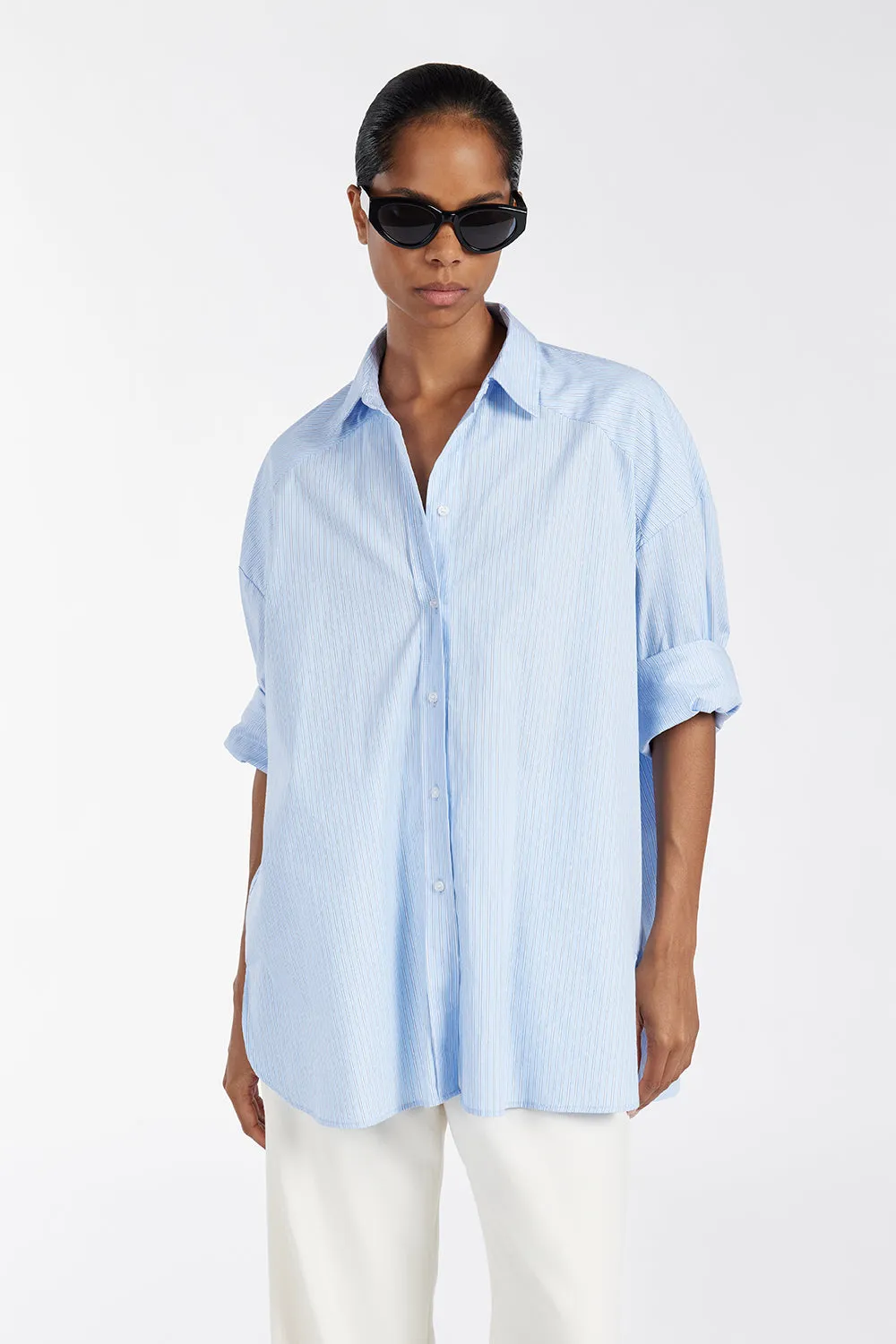 ARCHER BLUE COTTON STRIPE SHIRT
