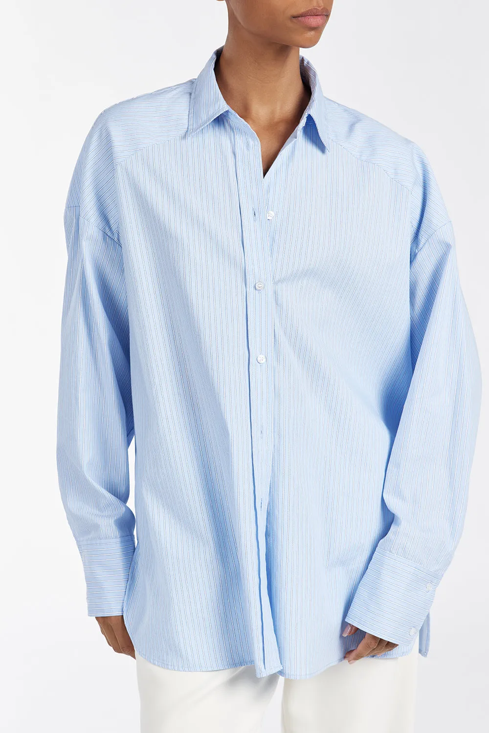 ARCHER BLUE COTTON STRIPE SHIRT