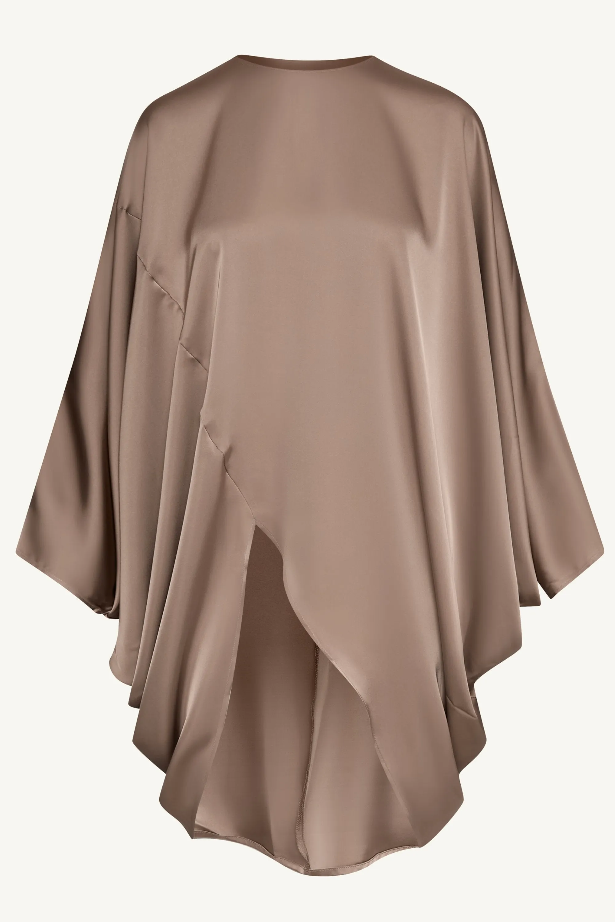 Ayat Asymmetric Satin Top - Truffle