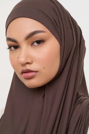 Bamboo Jersey Hijab - Dark Truffle