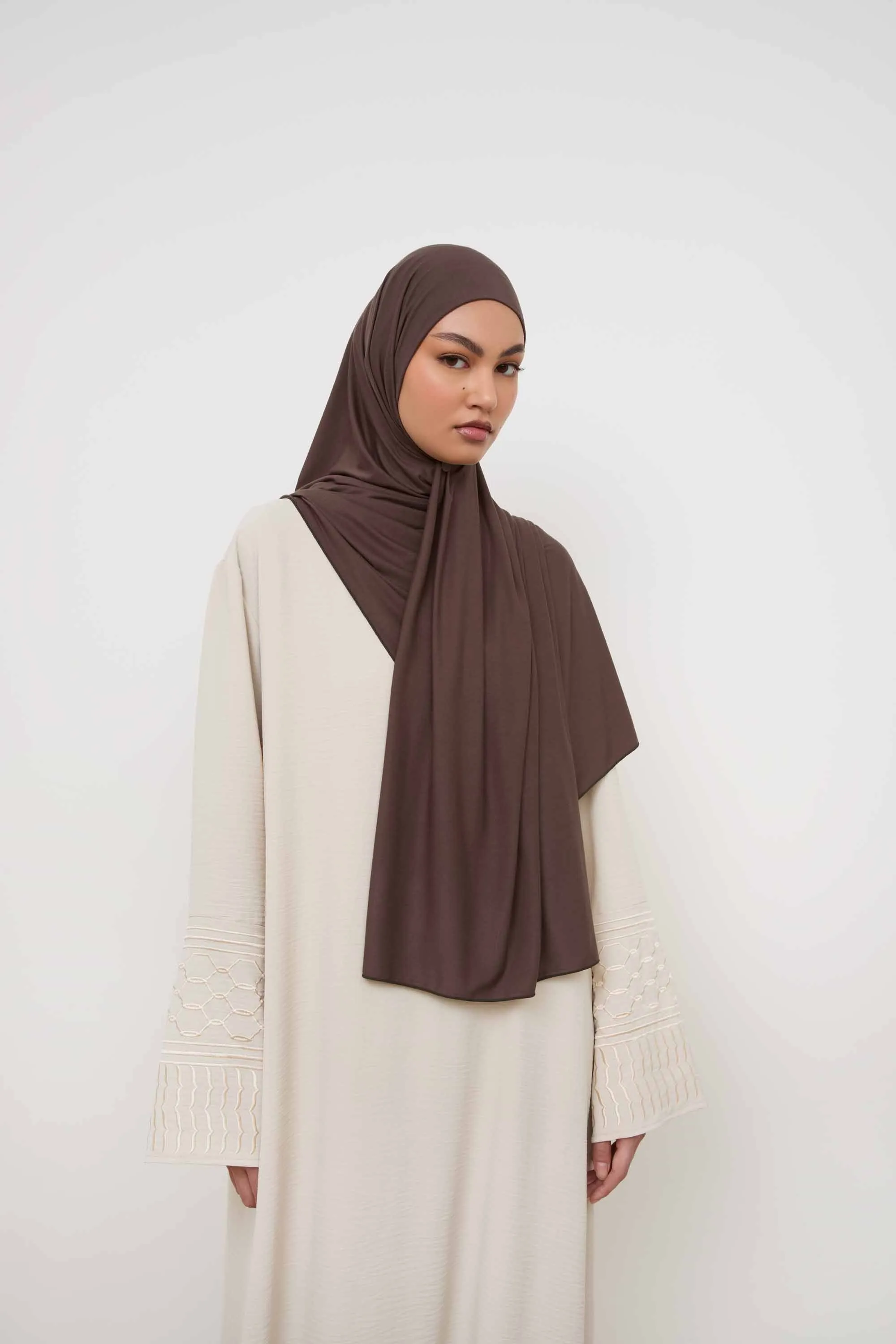 Bamboo Jersey Hijab - Dark Truffle