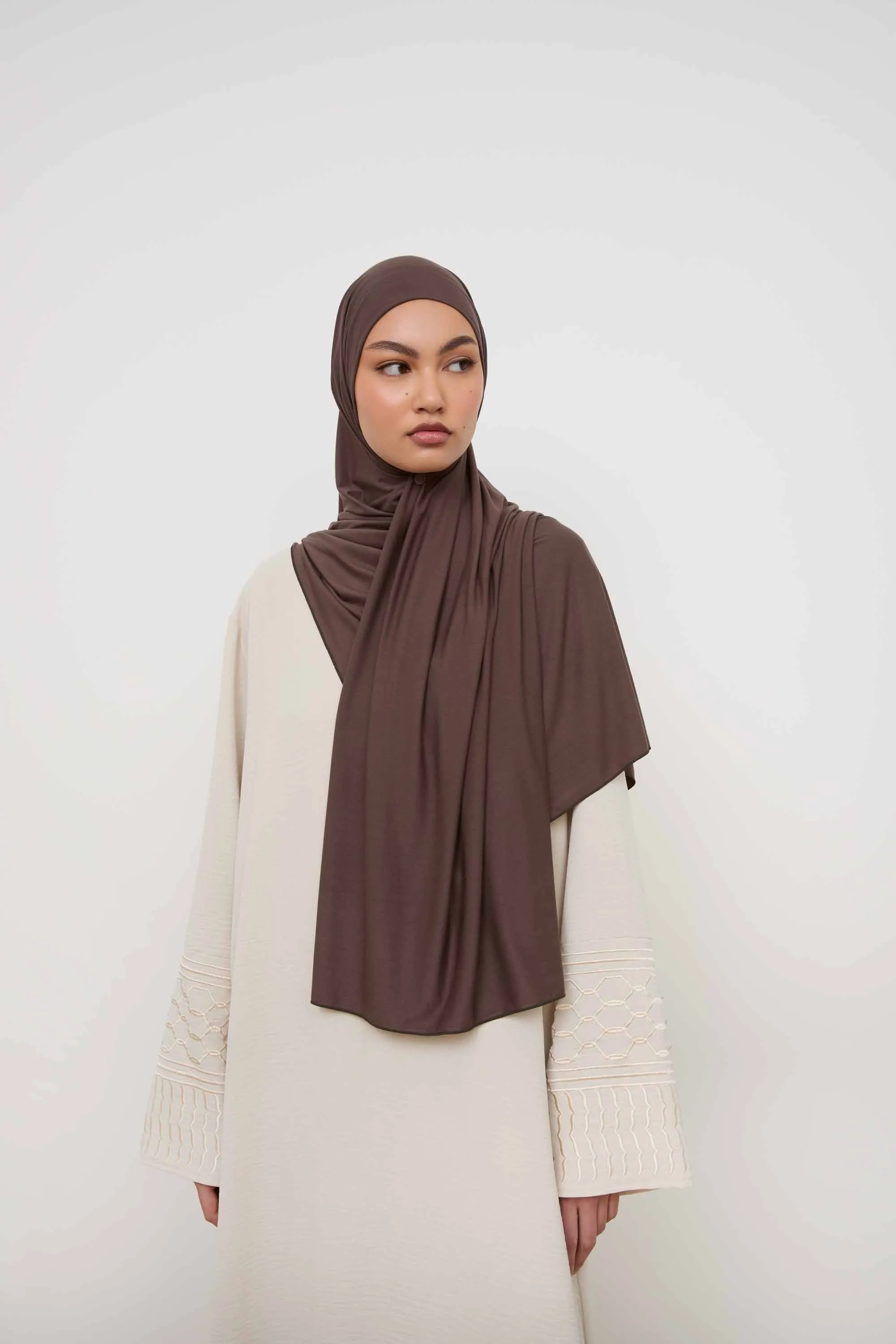 Bamboo Jersey Hijab - Dark Truffle