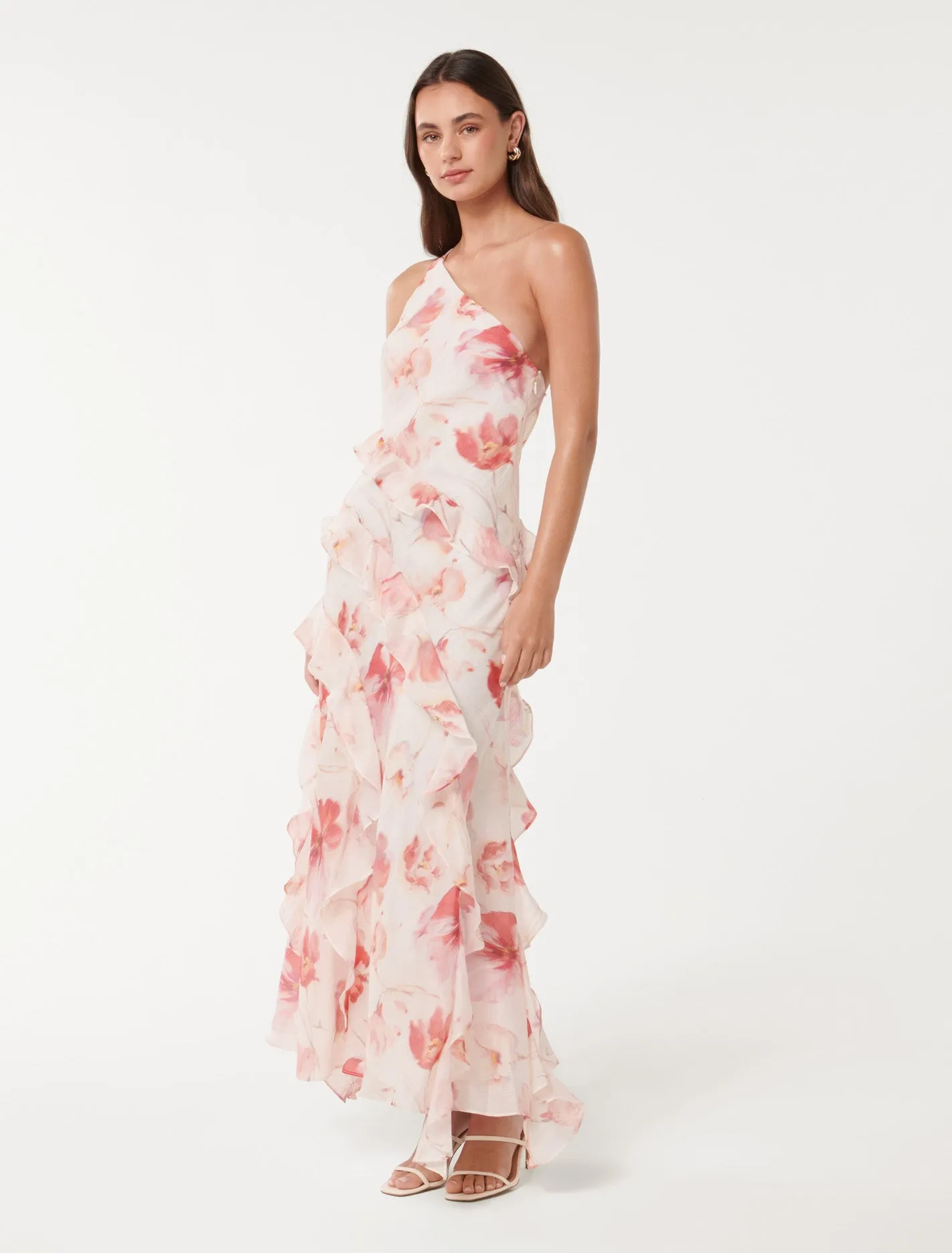 Belle One Shoulder Ruffle Dress