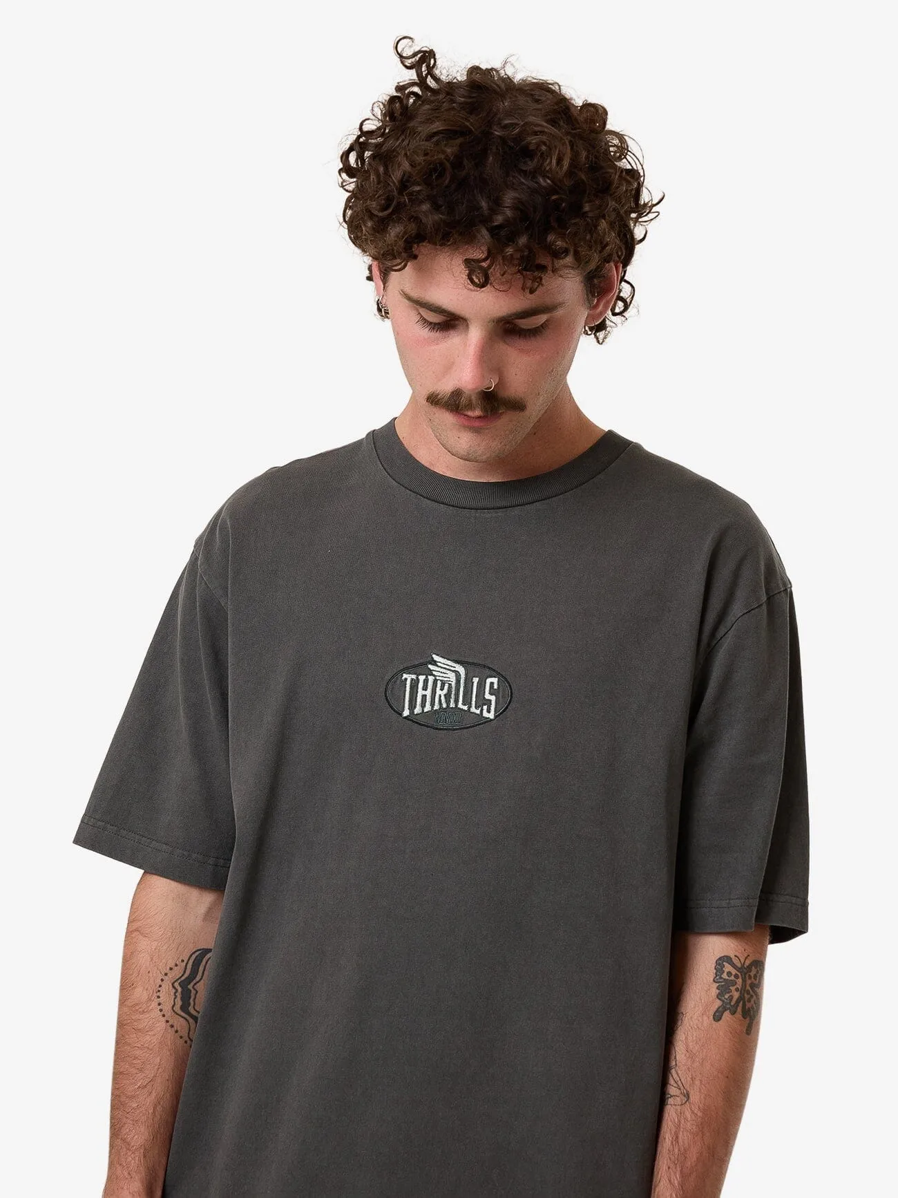 Born To Fly Embro Oversize Fit Tee - Merch Black