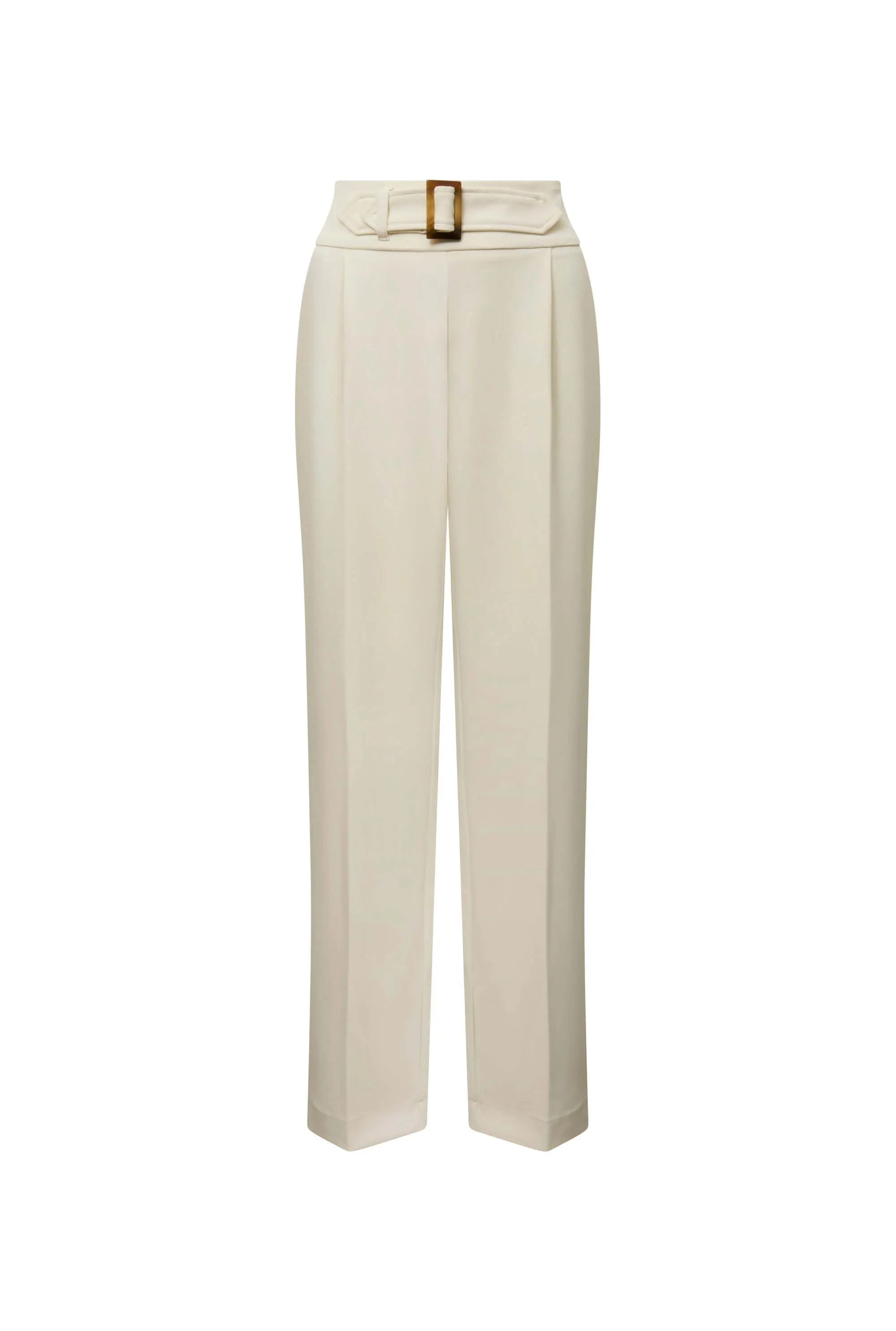 Buckle Waist Cream Trousers