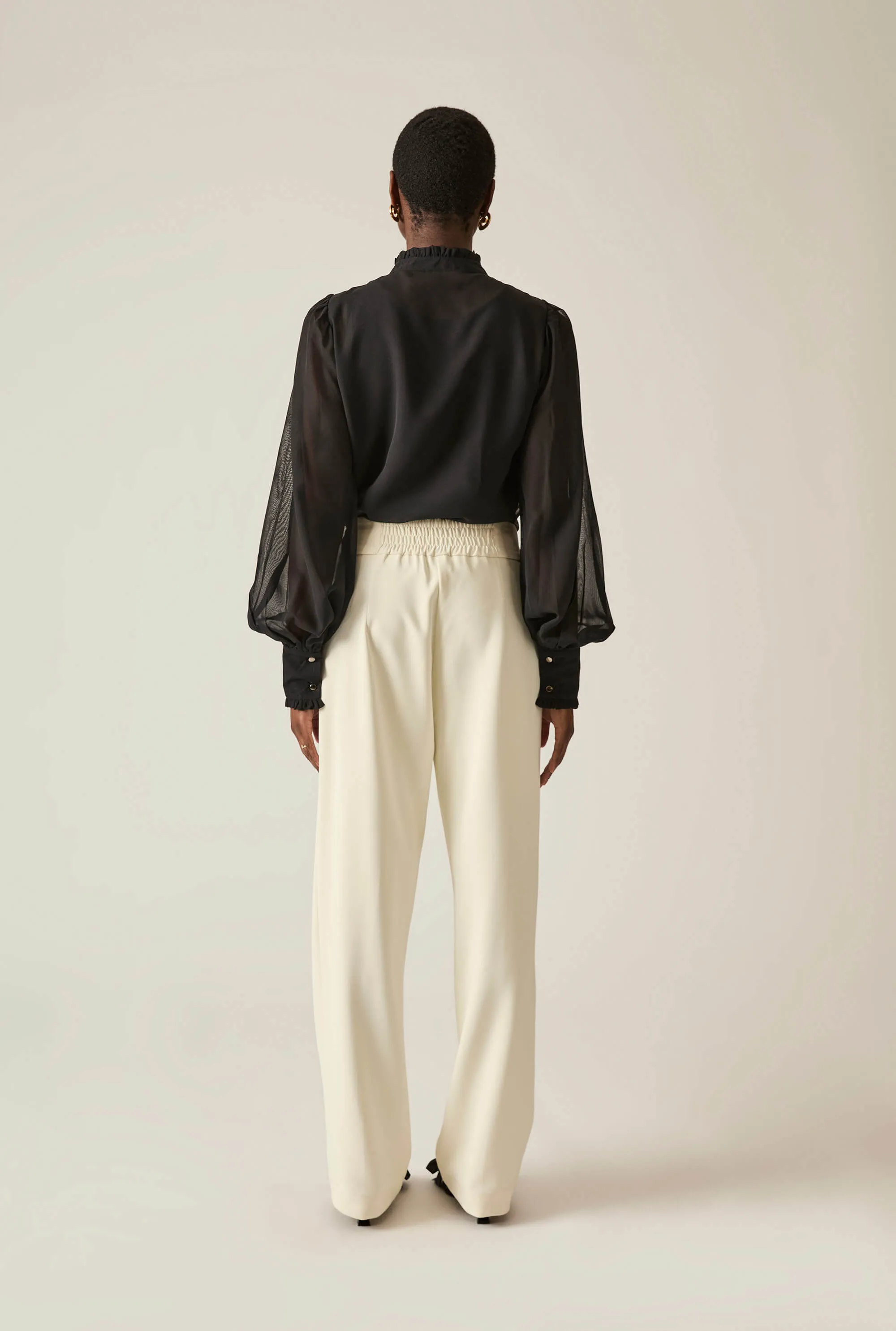 Buckle Waist Cream Trousers