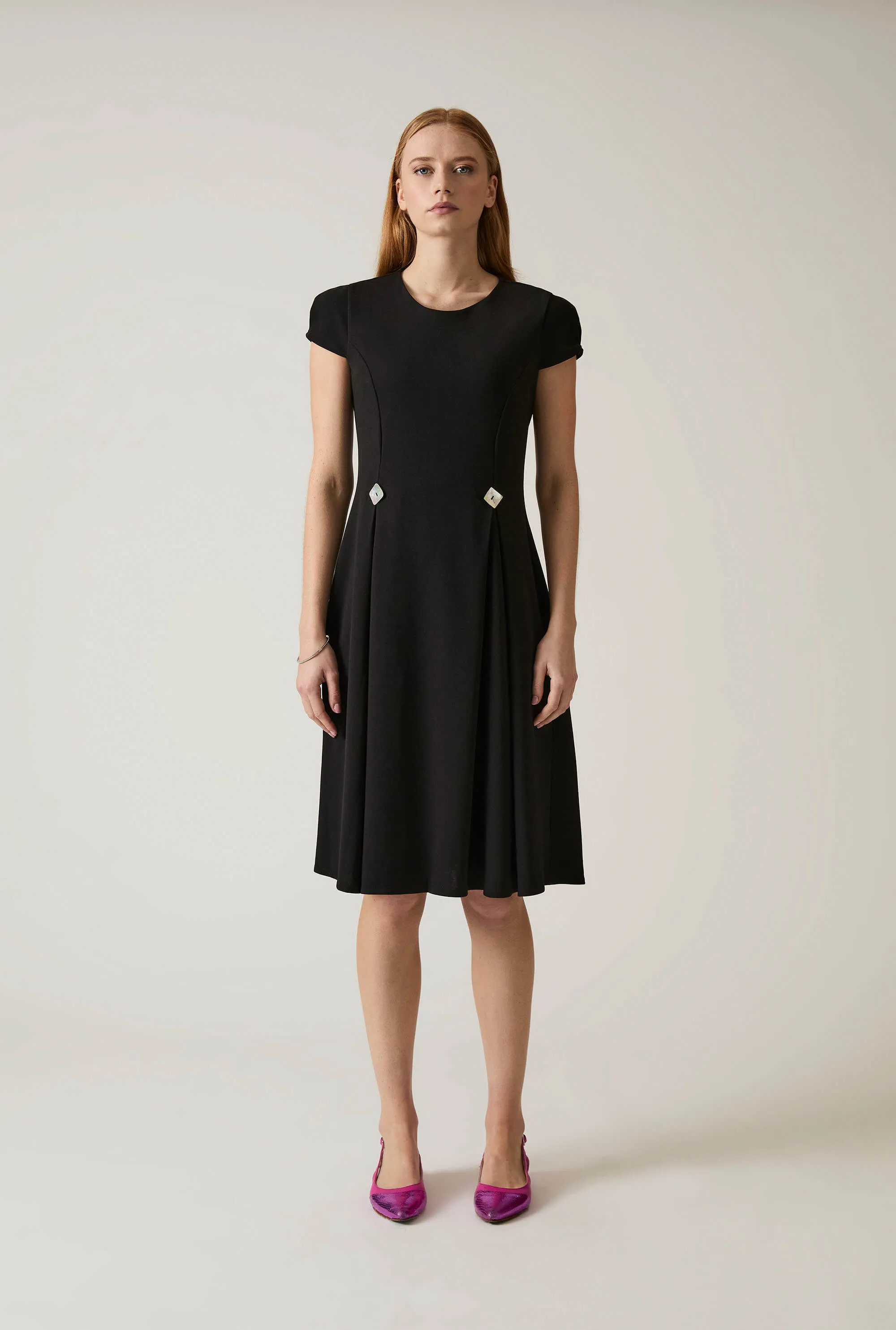 Button Black Dress