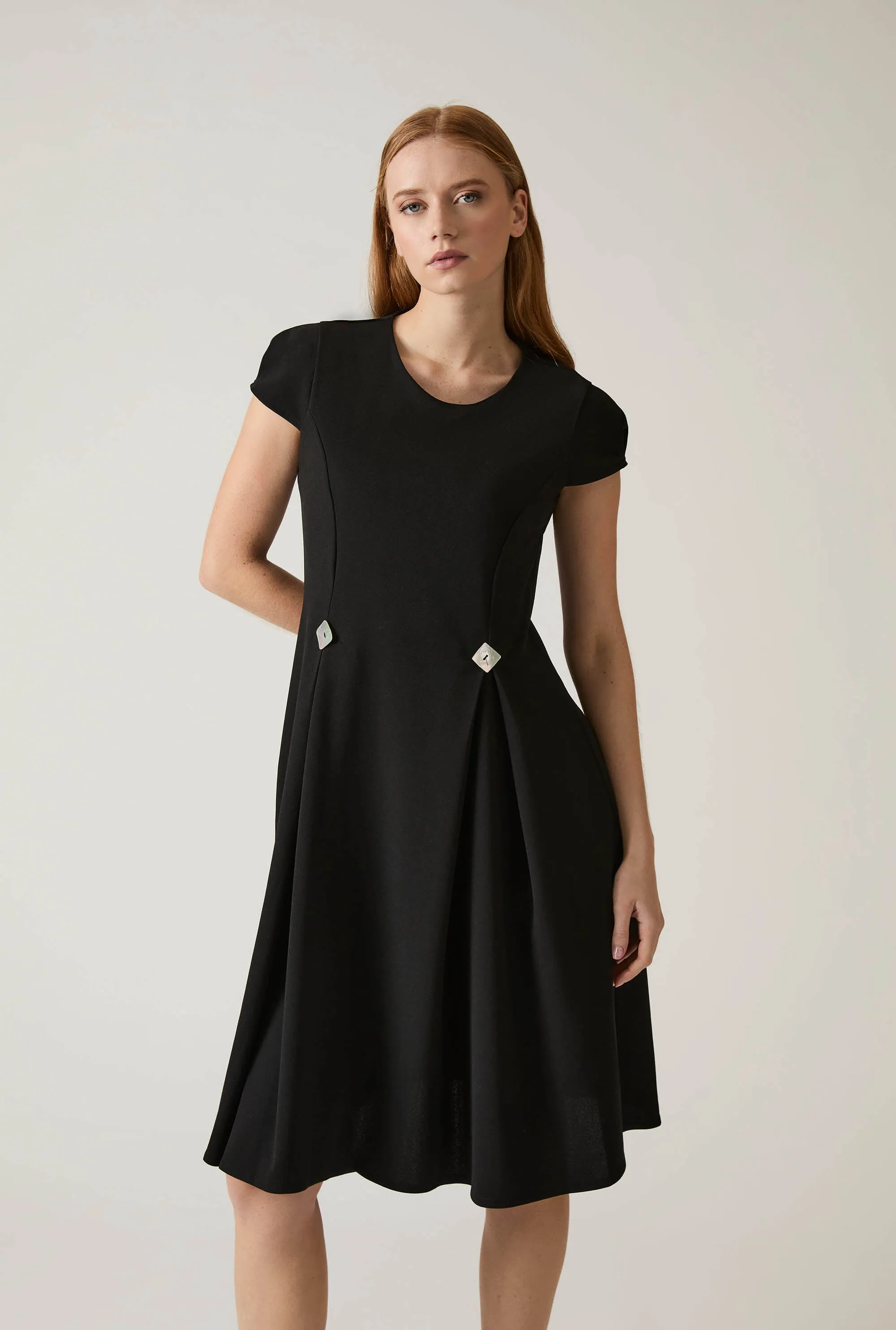 Button Black Dress