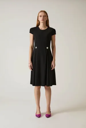 Button Black Dress