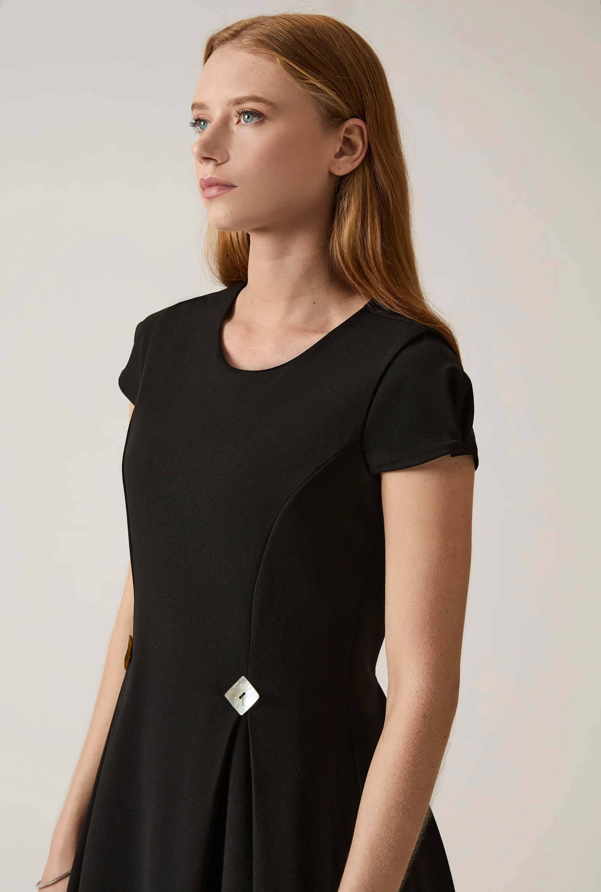 Button Black Dress