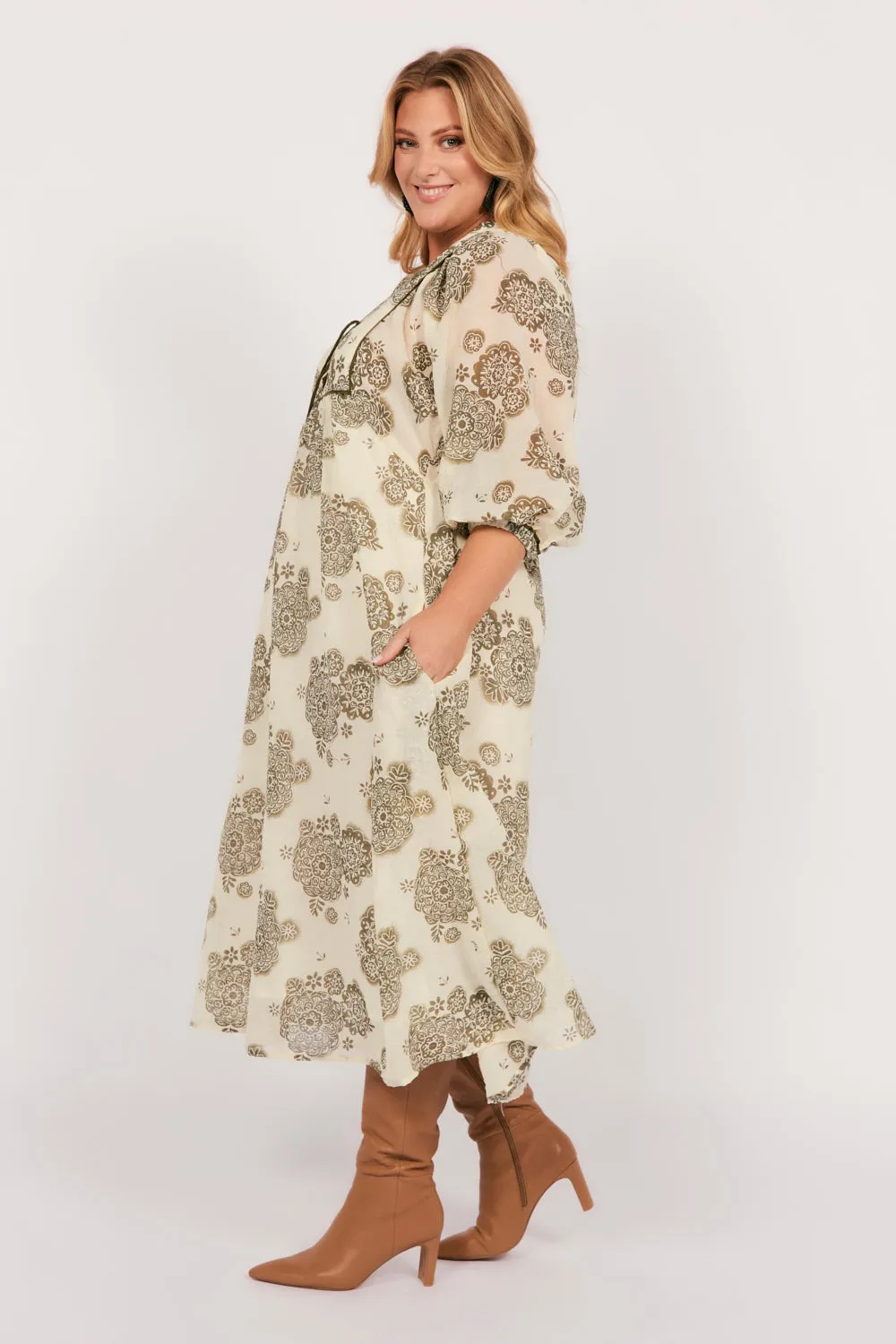 Cairo Midi Dress in Moroccan Belle Olive