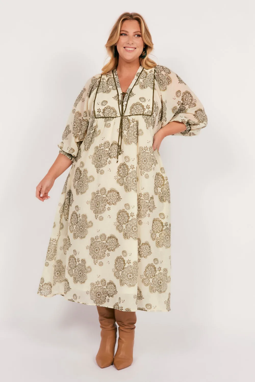 Cairo Midi Dress in Moroccan Belle Olive