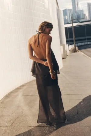 CARMEL PETROL RAMIE HALTER TOP