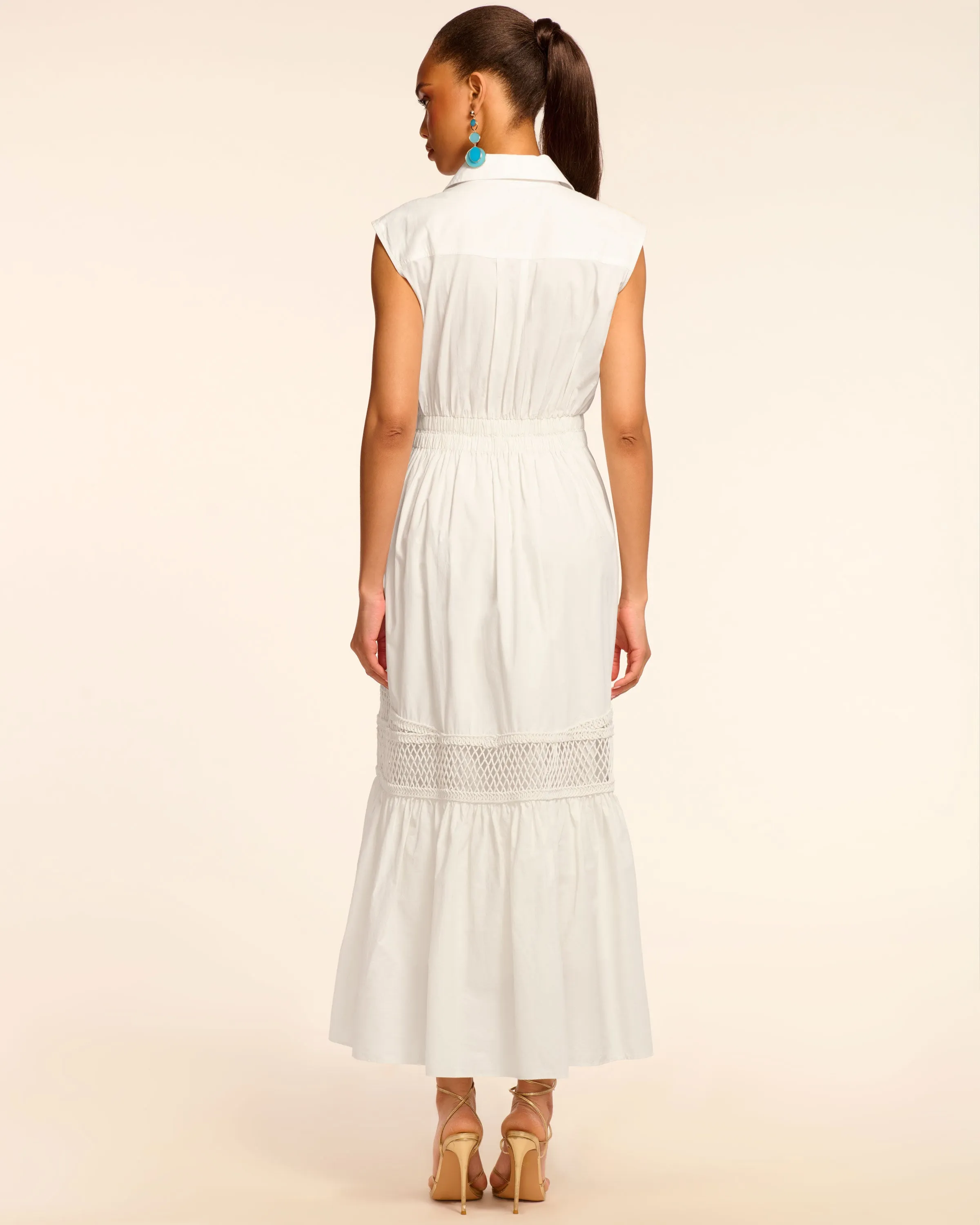 Celina Cotton Poplin Embellished Maxi Dress