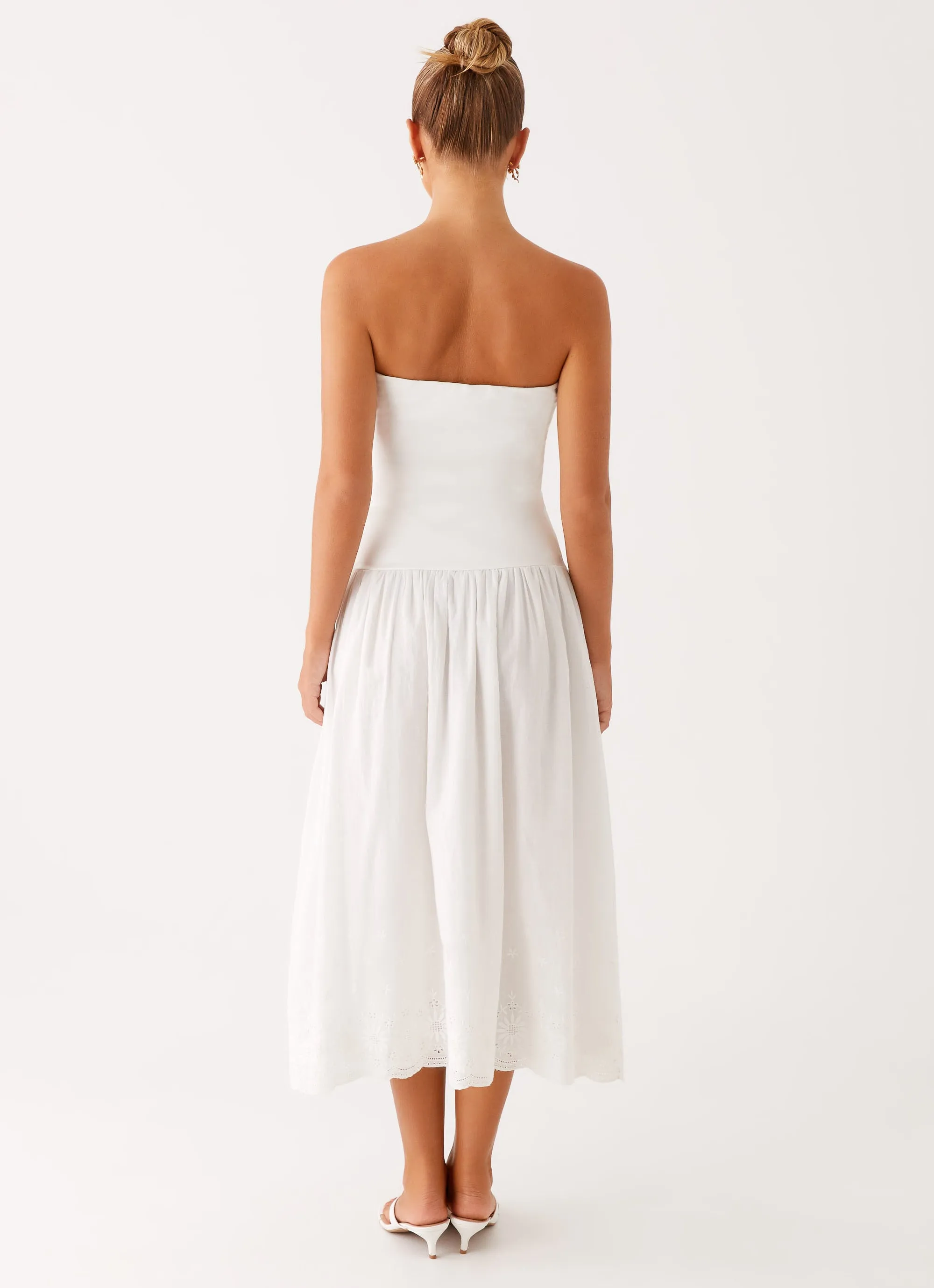 Cherry Skies Midi Dress - White