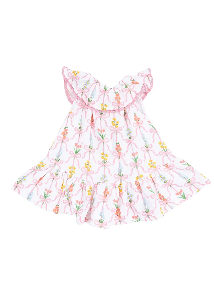 Circle Neck Ruffle Dress - Ribbon Bouquets