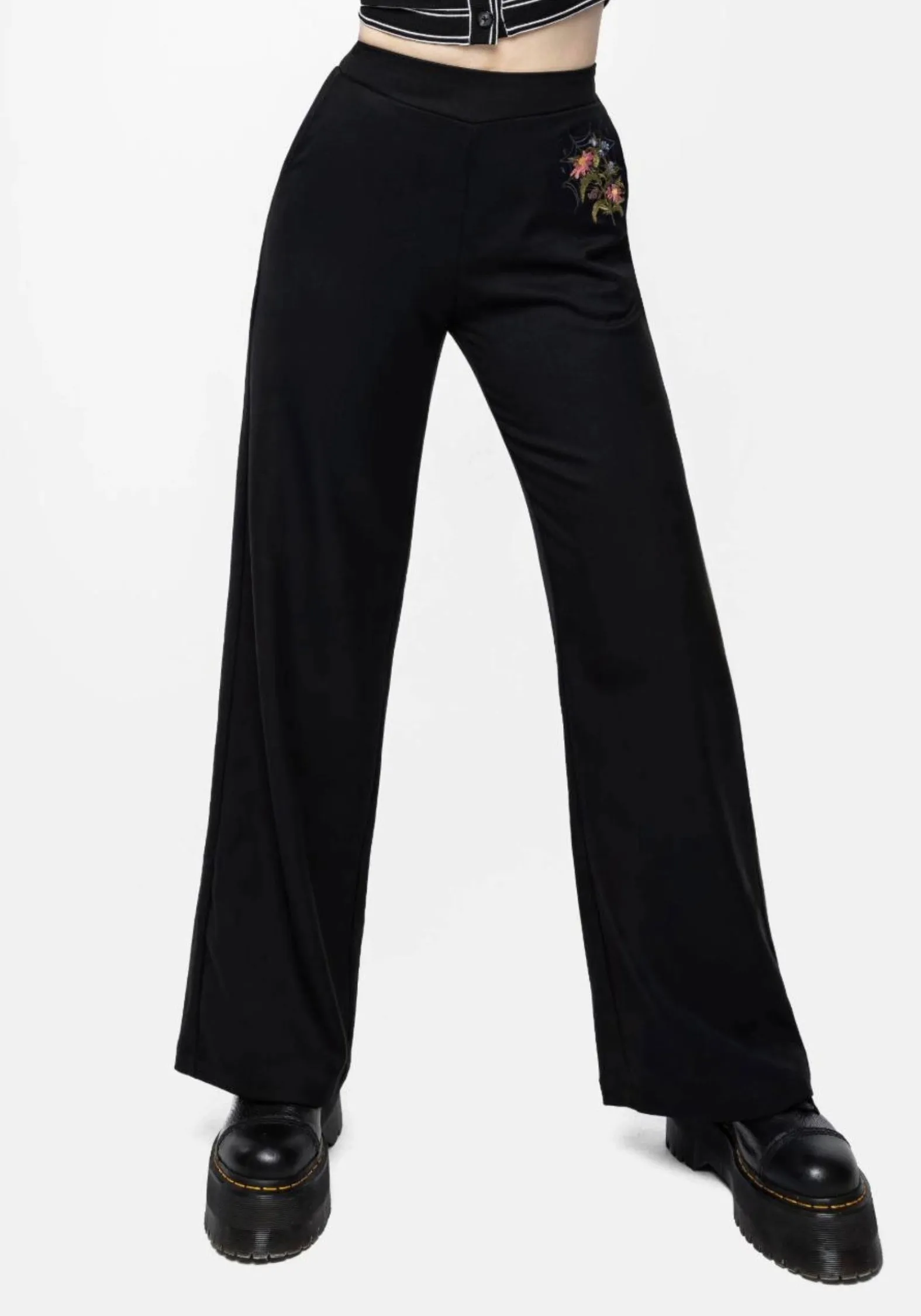 Cleome Floral Spiderweb Embroidered Trousers