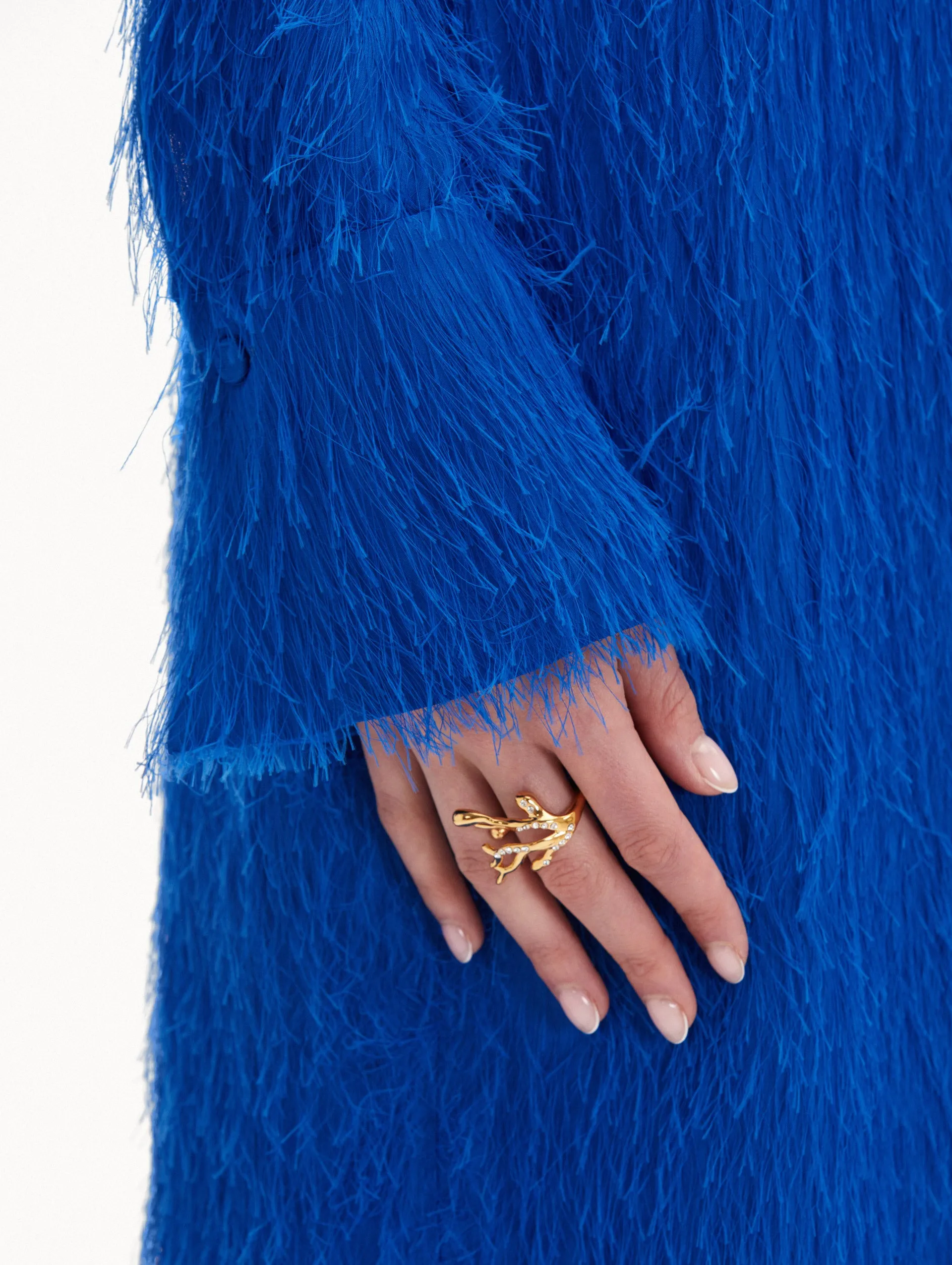 Coral & Gold Drops Ring