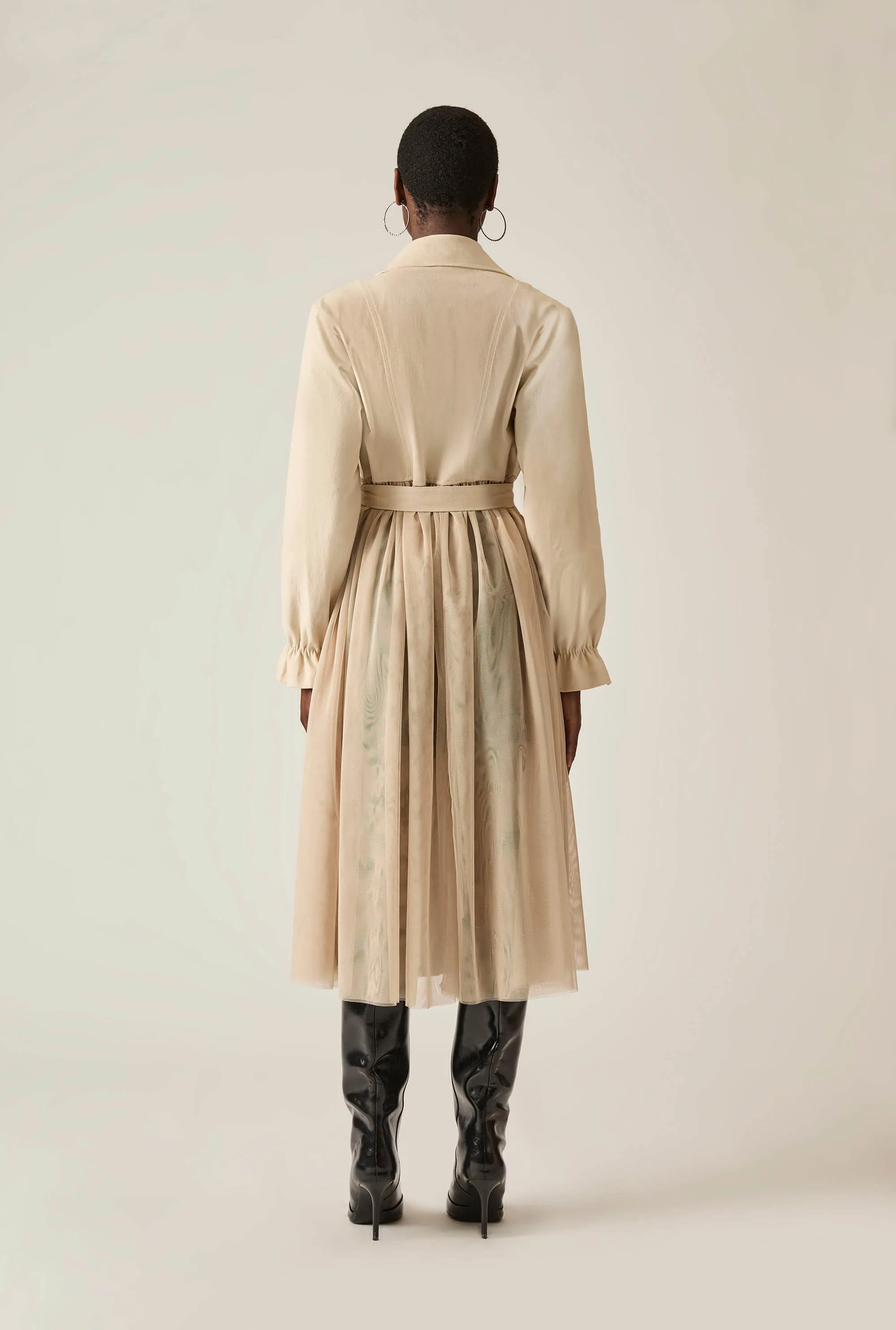 Cotton Tulle Beige Trench