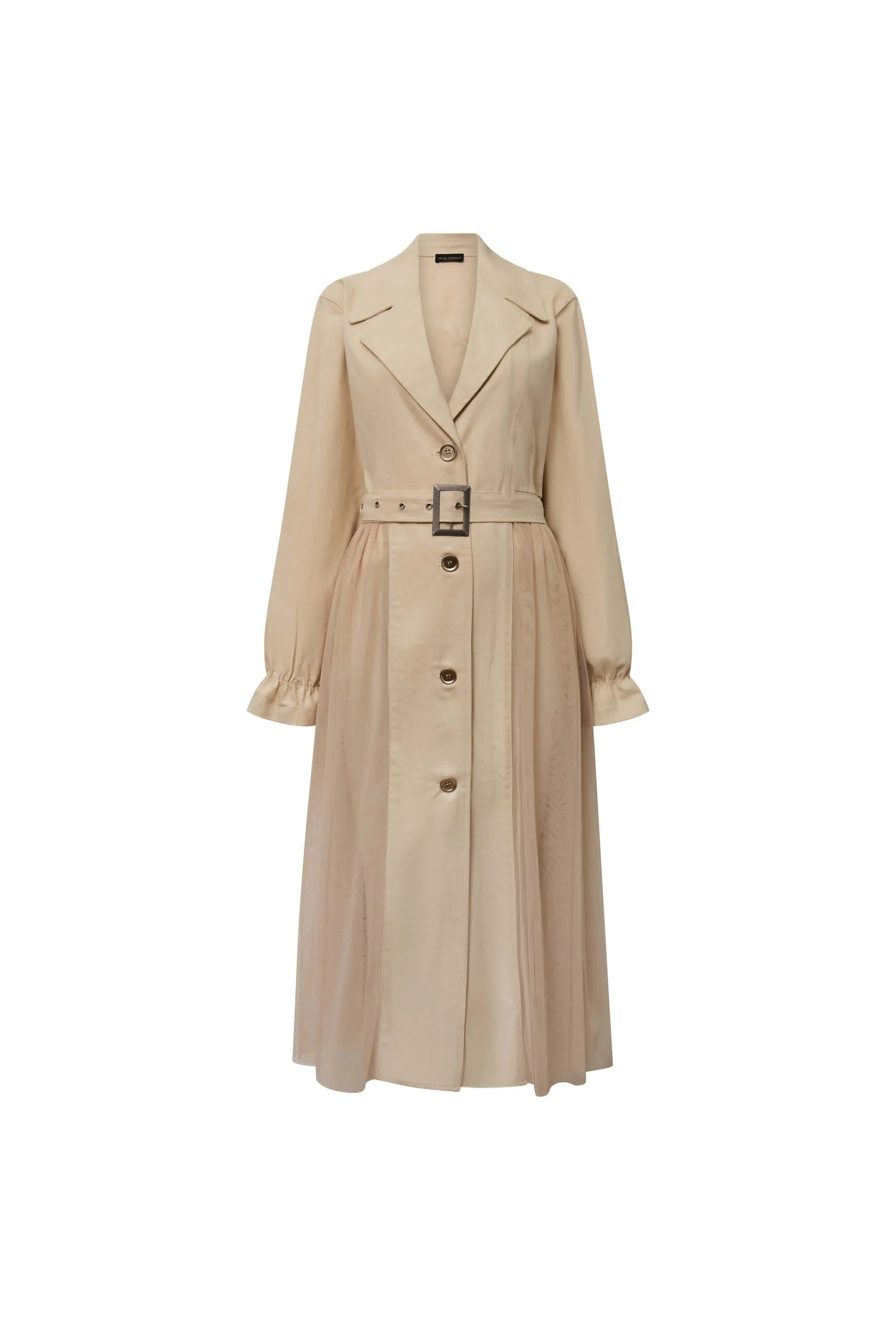 Cotton Tulle Beige Trench