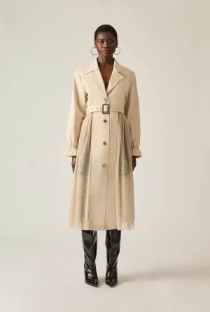 Cotton Tulle Beige Trench