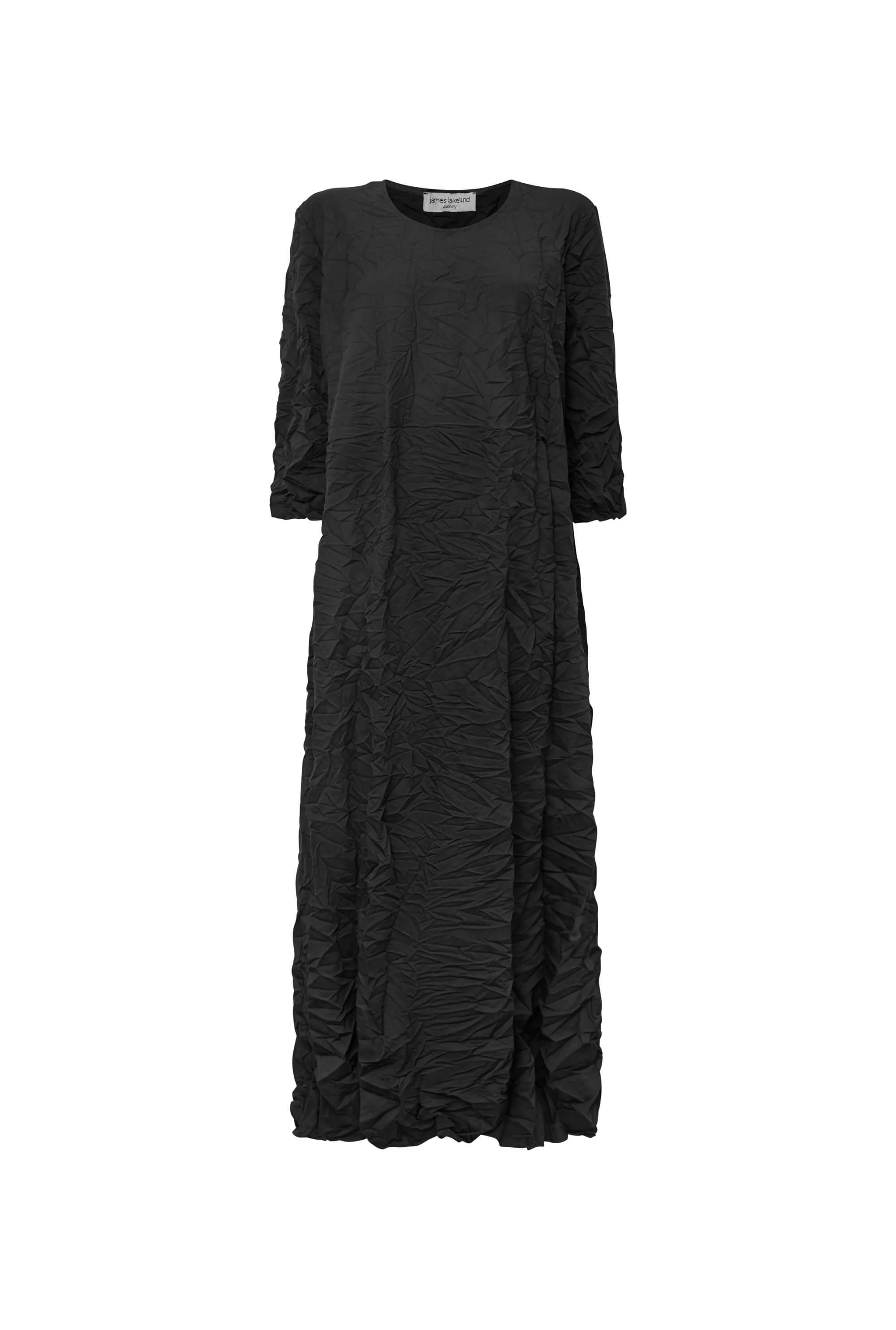Crinkled Black Maxi Dress