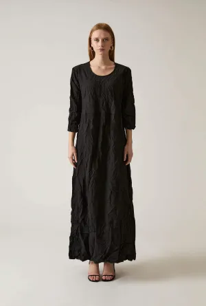 Crinkled Black Maxi Dress