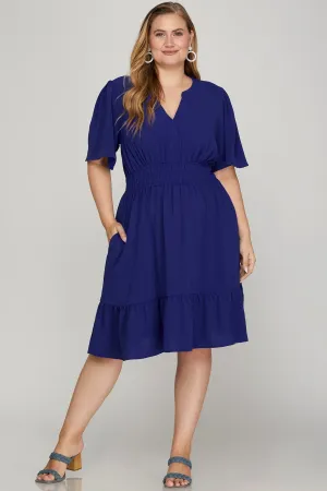 Cruise Line Dress in Royal Blue - Plus