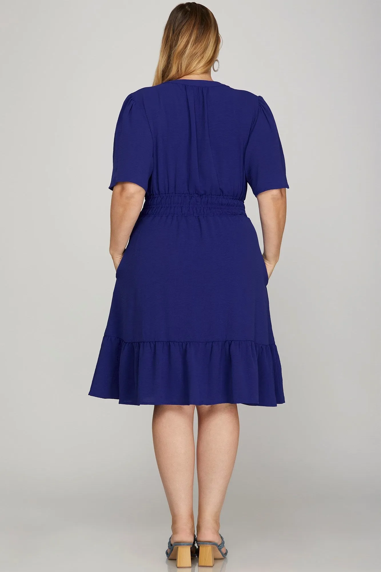 Cruise Line Dress in Royal Blue - Plus