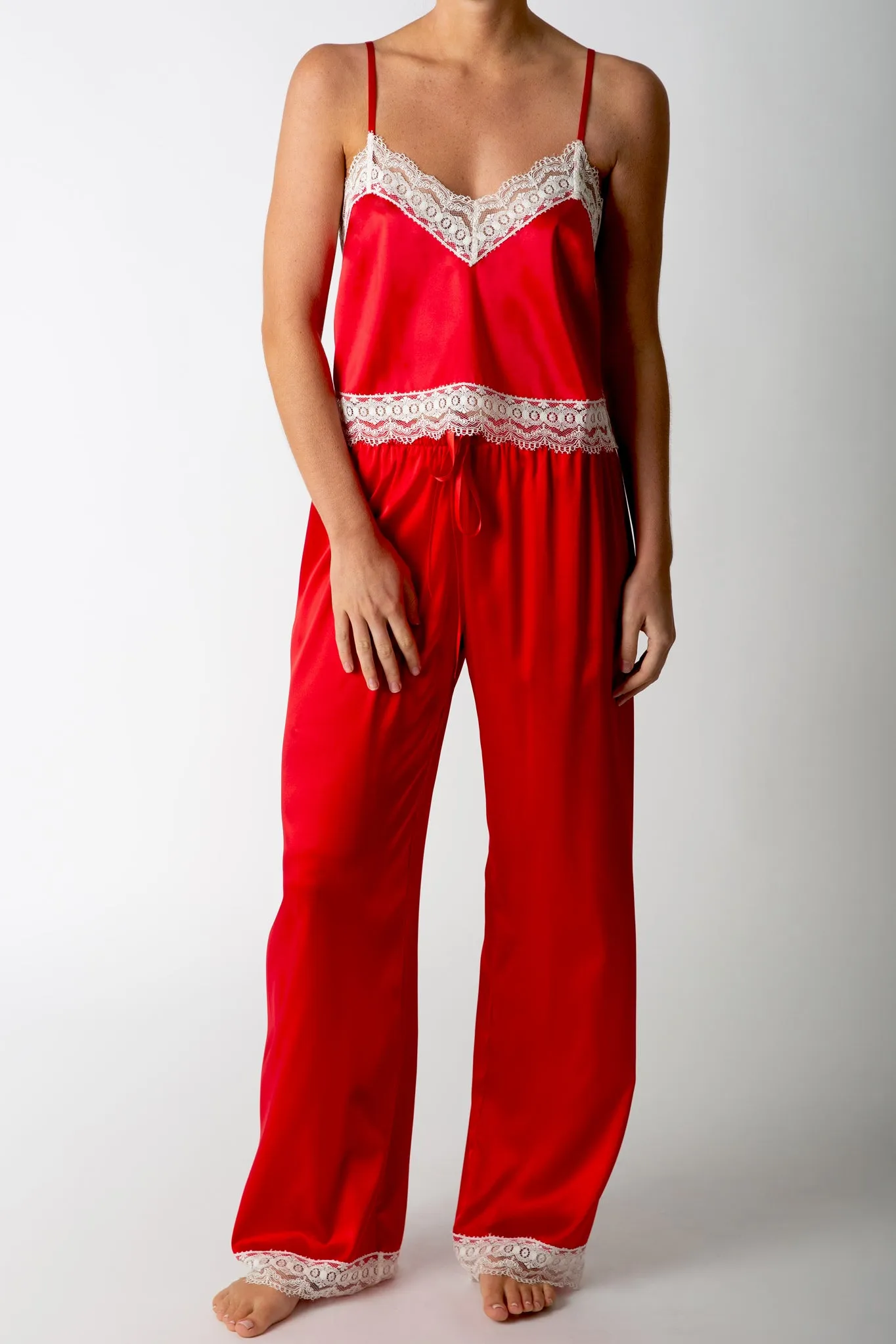 Diana Silk Pajama Pant - Red
