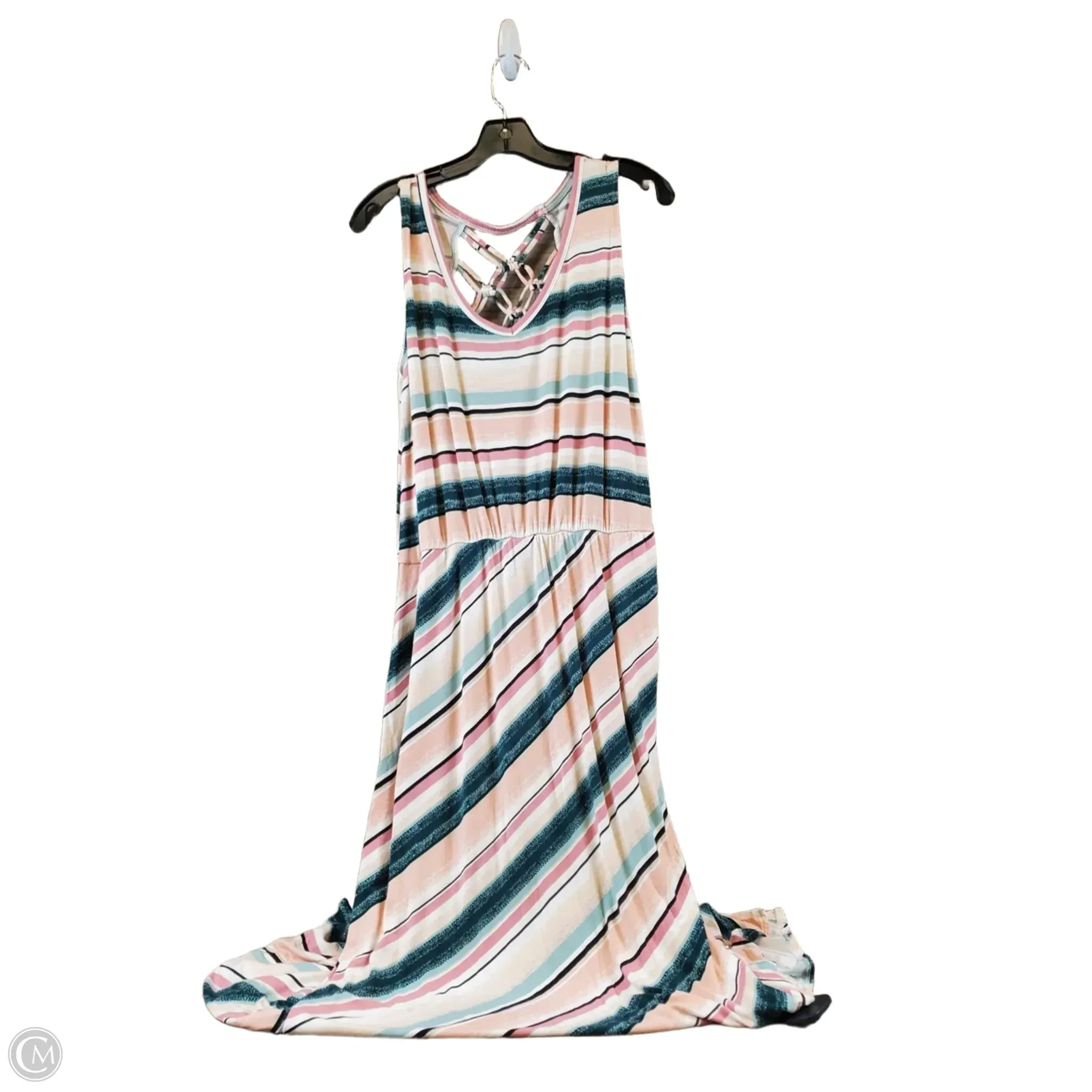 Dress Casual Maxi By Maurices In Green & Pink, Size: L