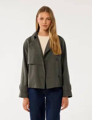 Ebony Cropped Trench Coat