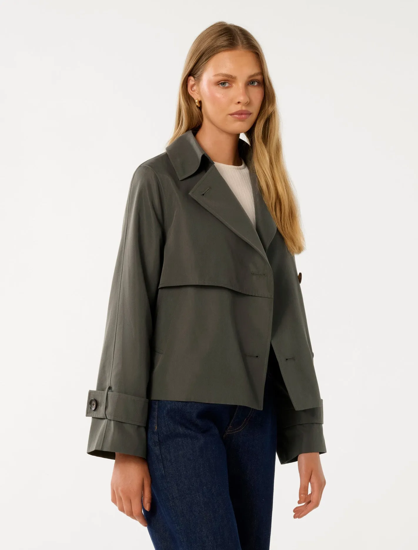 Ebony Cropped Trench Coat
