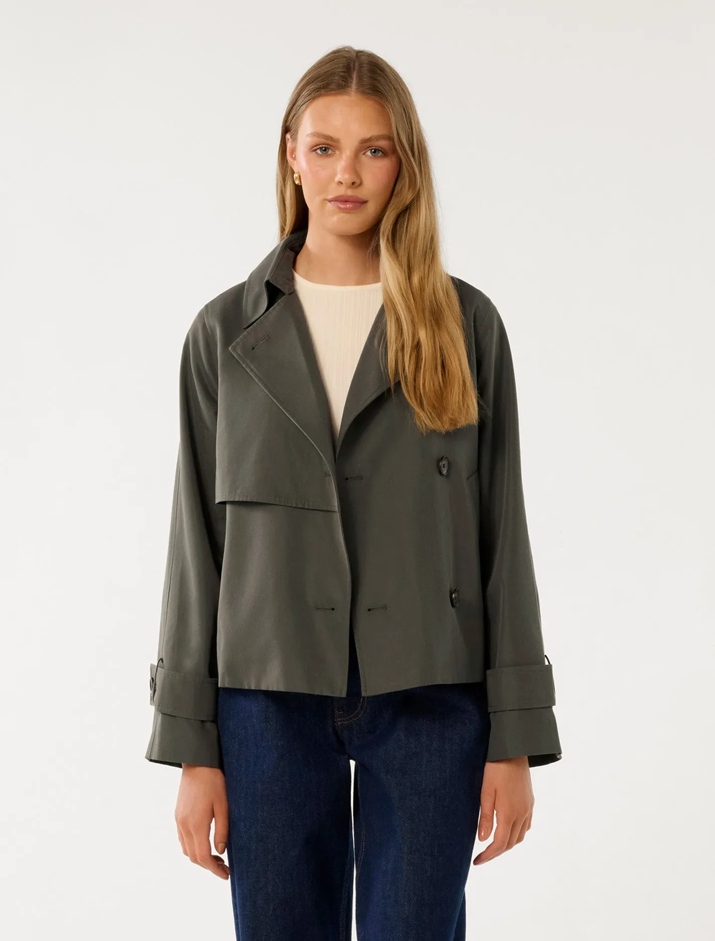 Ebony Cropped Trench Coat