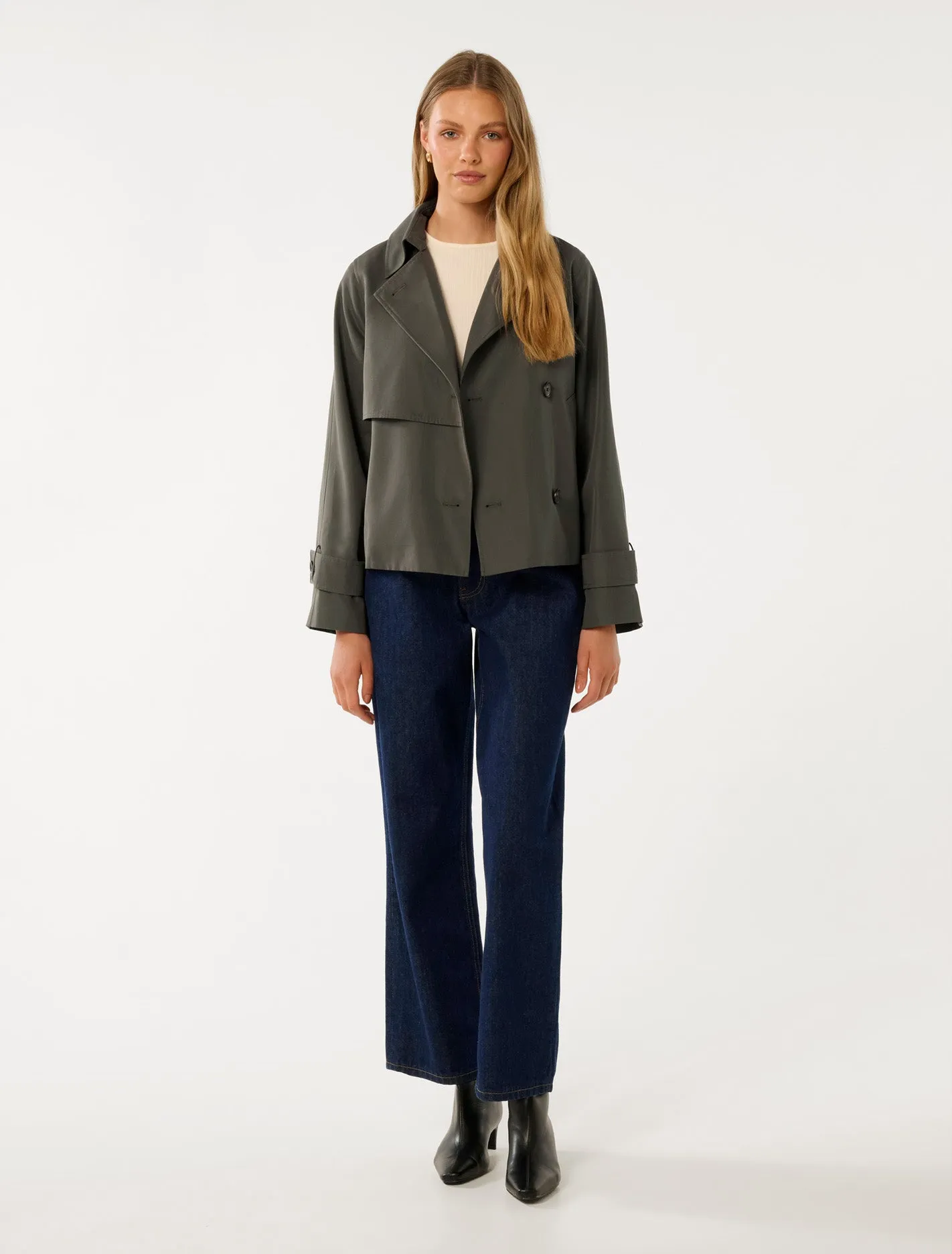 Ebony Cropped Trench Coat