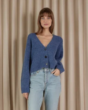 Elea Cropped Alpaca Cardigan - Blue