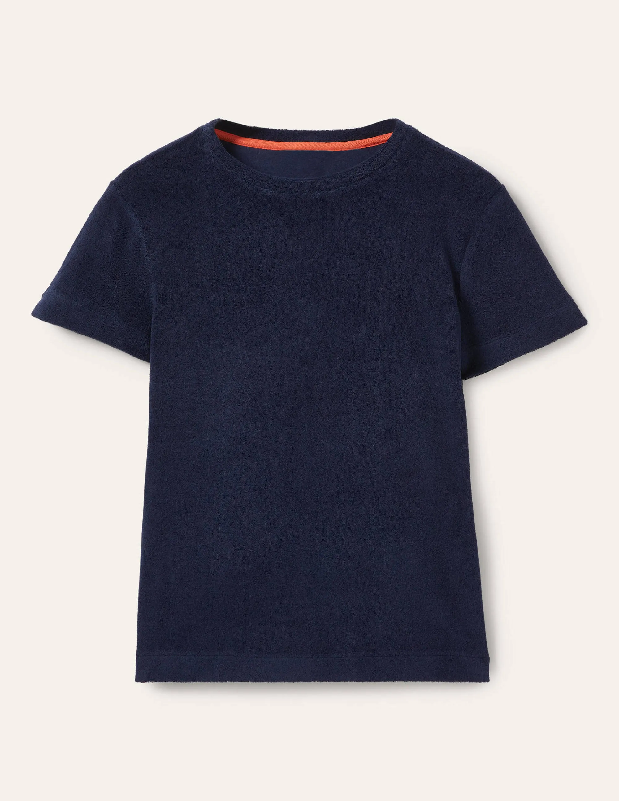Erica Towelling Crew Neck Top-Navy